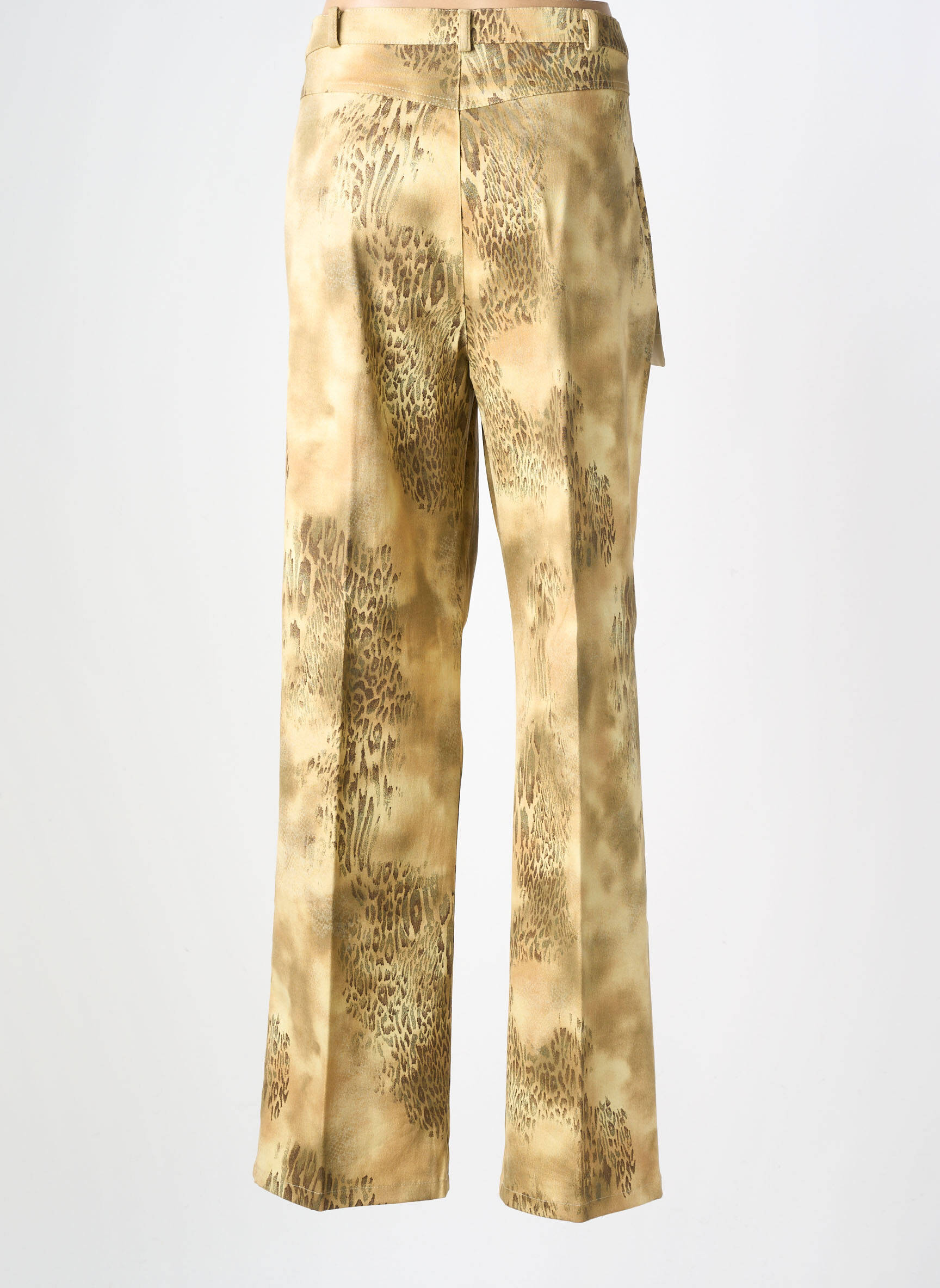 Pantalon droit tissage popeline taille haute jaune GELCO femme