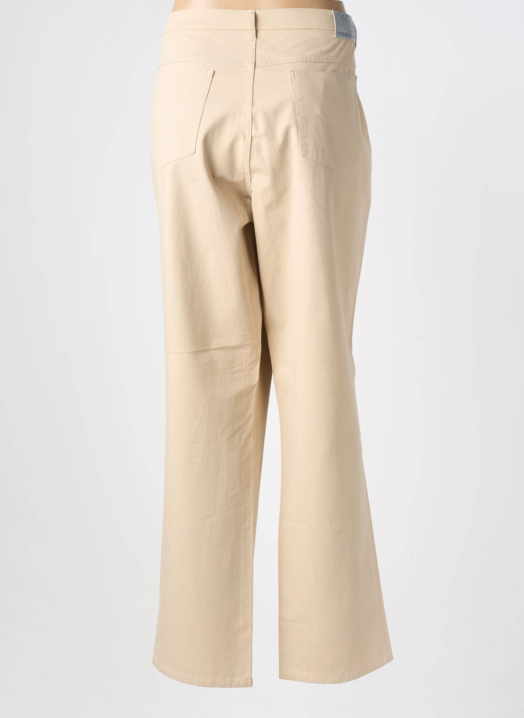 Pantalon droit tissage popeline taille haute beige ROSA ROSAM femme