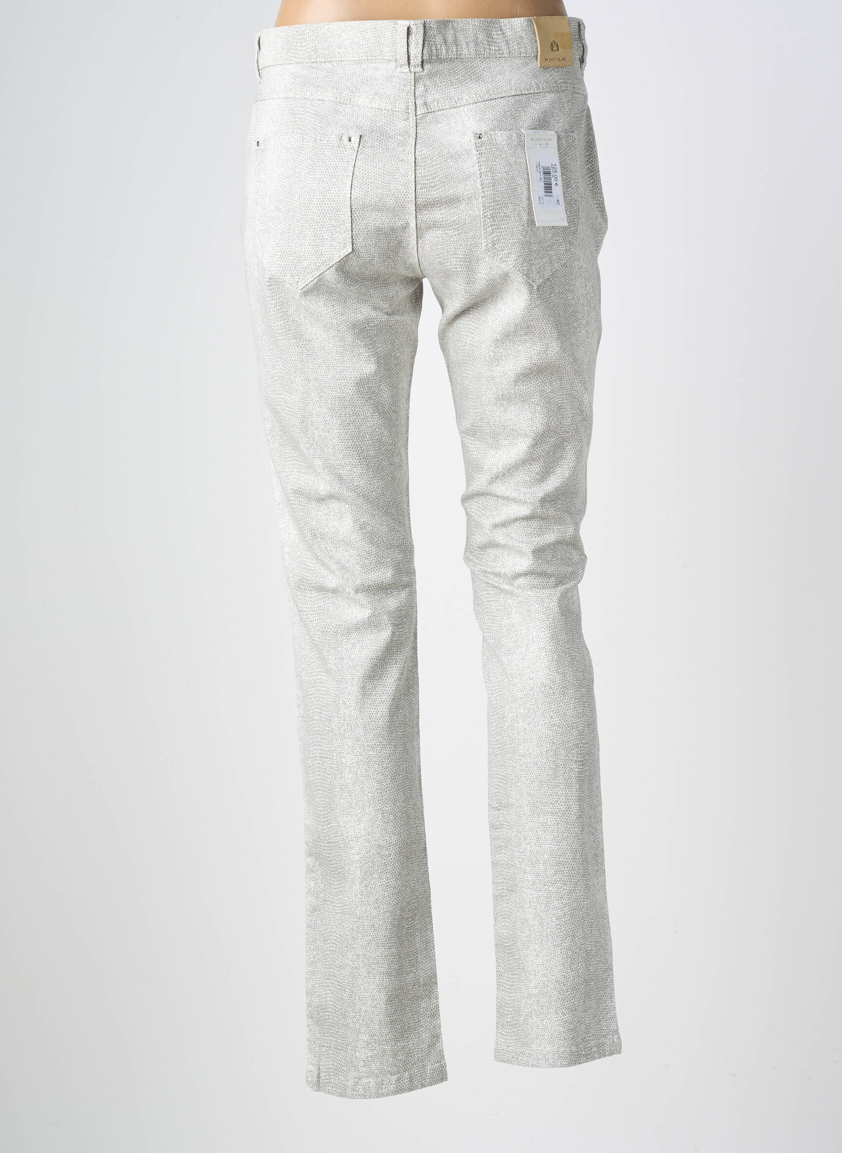 Pantalon slim tissage popeline taille normale gris BRUNO SAINT HILAIRE femme