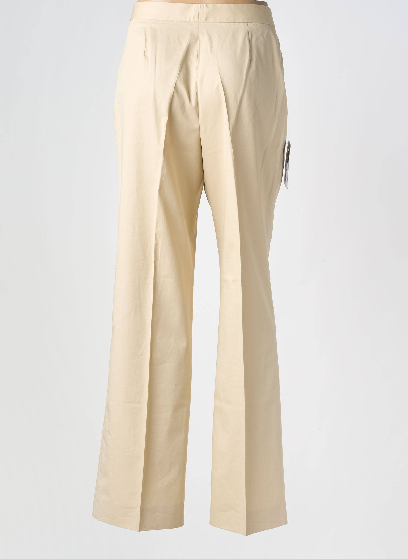 Pantalon flare fermeture zippée sous rabat avec crochet taille haute beige PATRICK GERARD femme