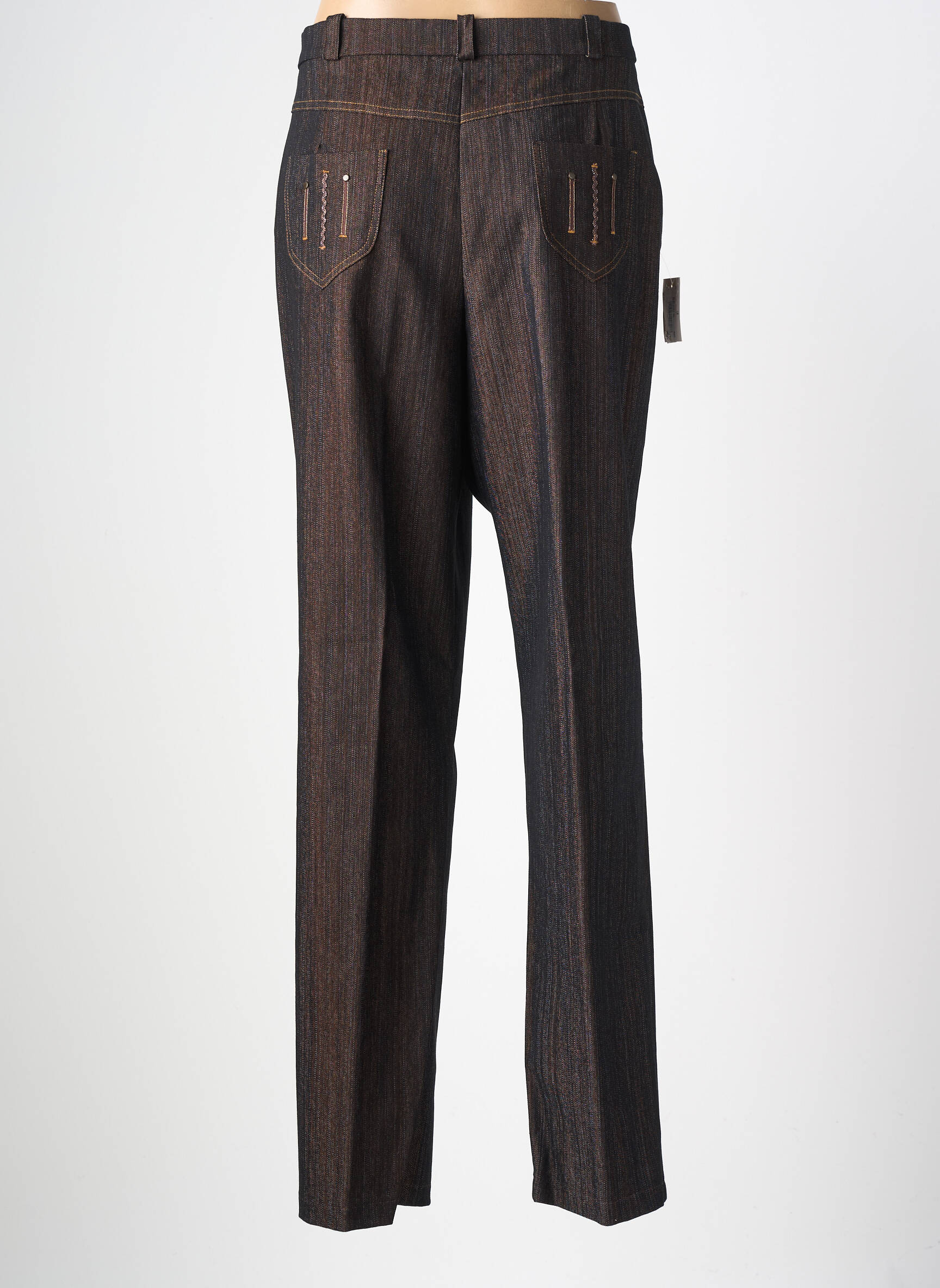 Pantalon droit stretch taille normale marron CHRISTINE LAURE femme