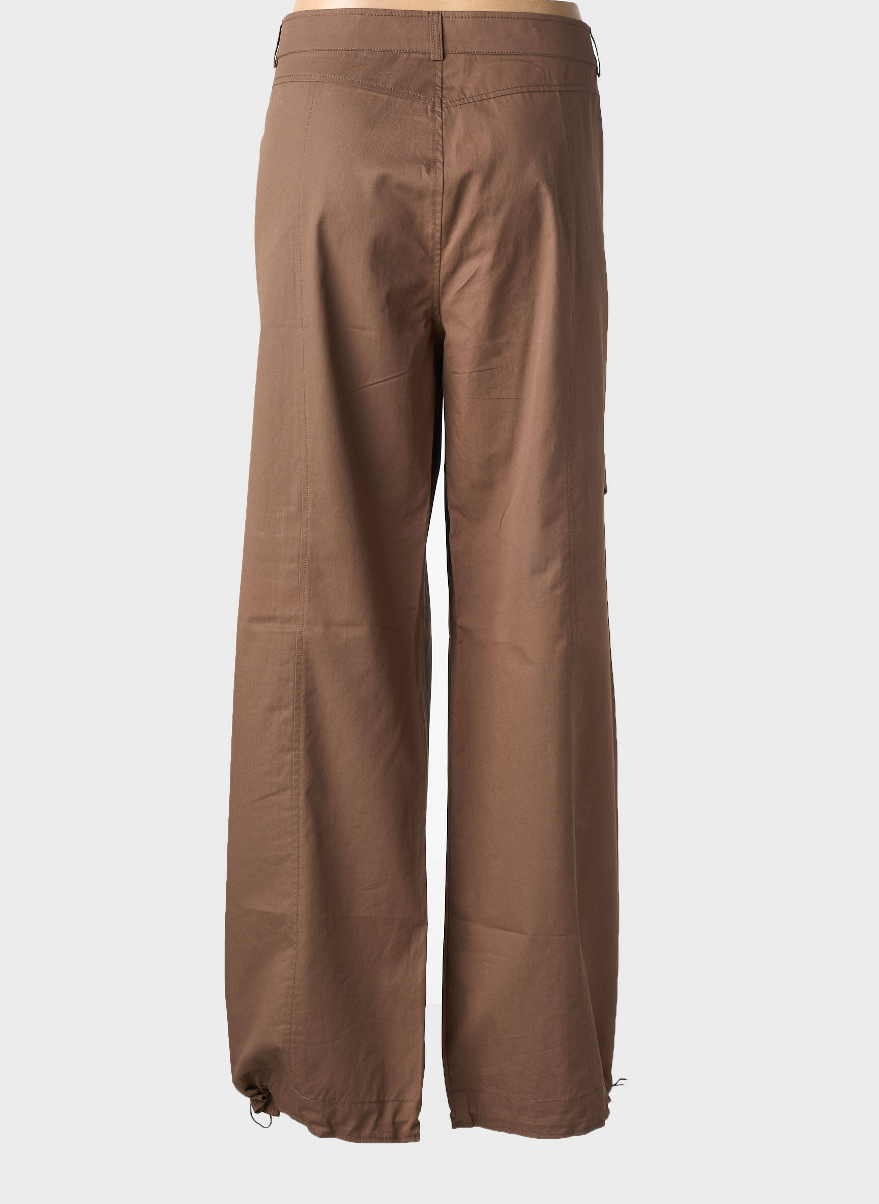 Pantalon droit tissage popeline taille normale marron FRANK WALDER femme
