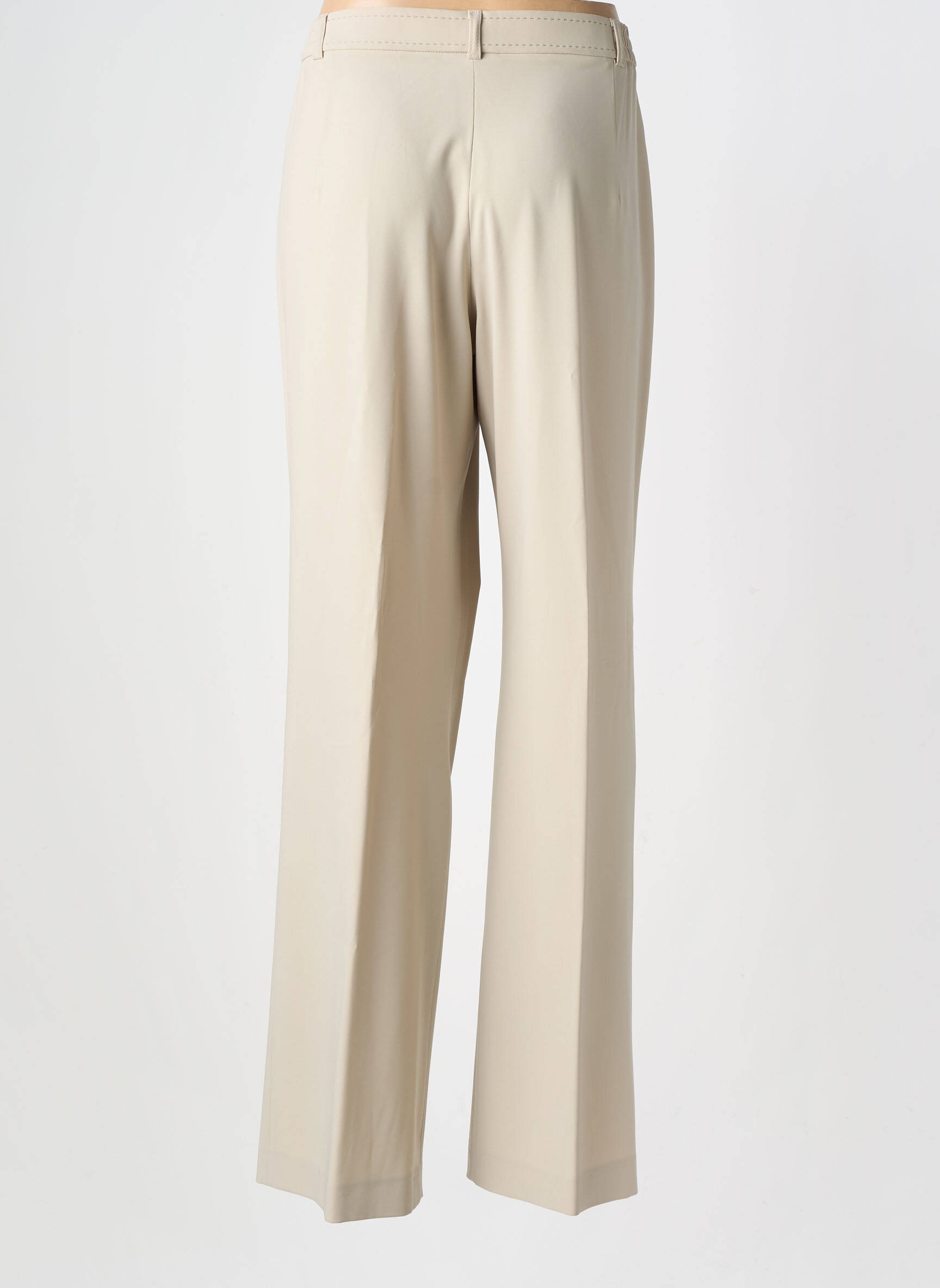Pantalon droit tissage crêpe taille haute beige WEILL femme