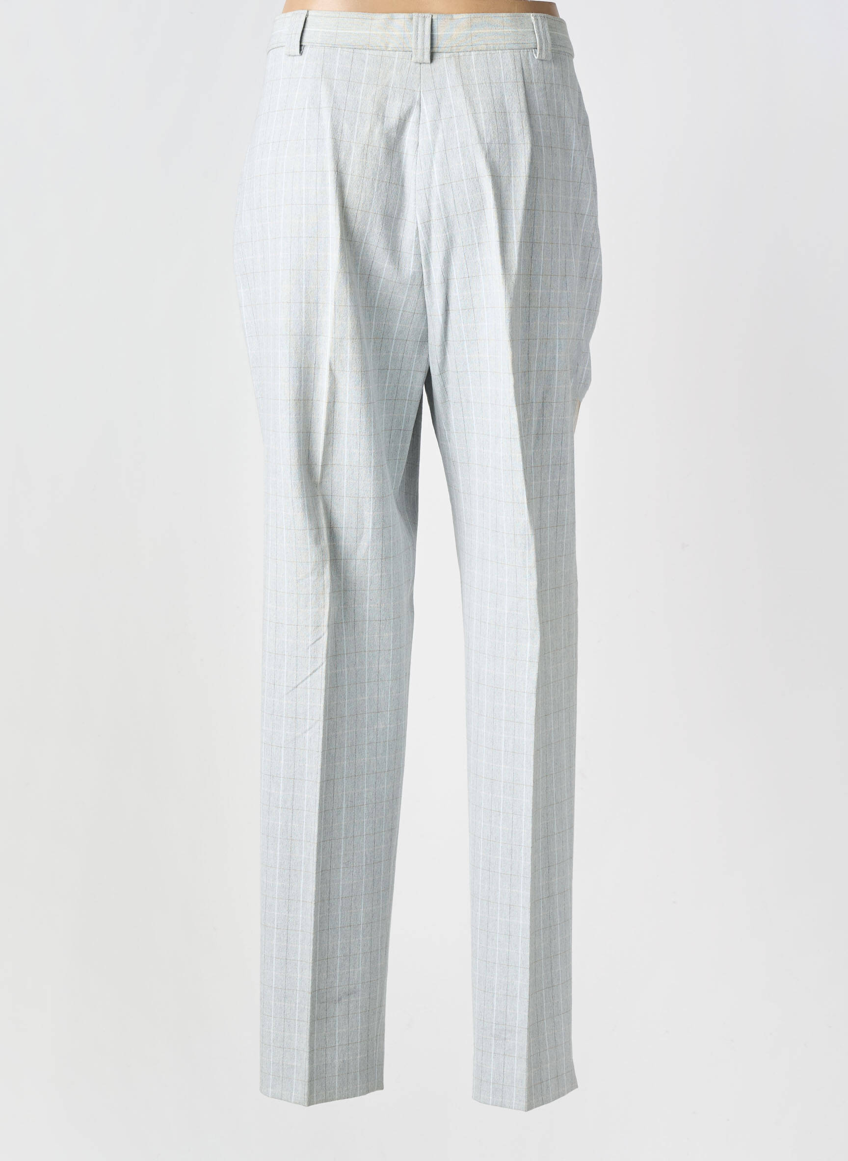 Pantalon droit tissage crêpe taille haute gris BRUNO SAINT HILAIRE femme