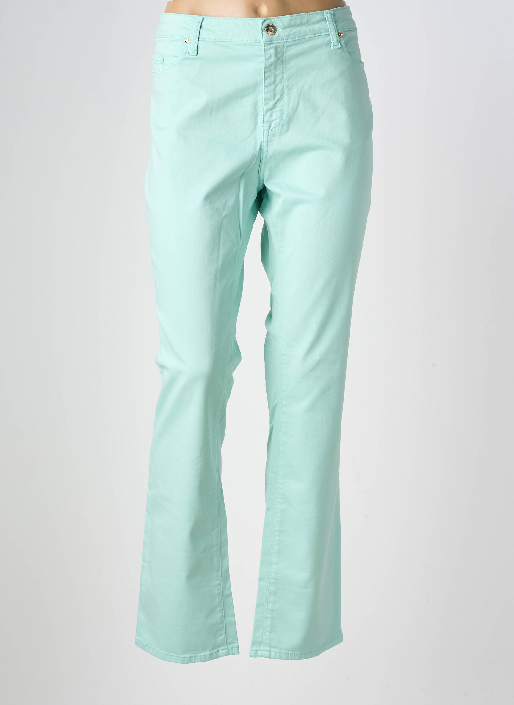 Pantalon slim tissage popeline taille normale vert VOTRE NOM femme