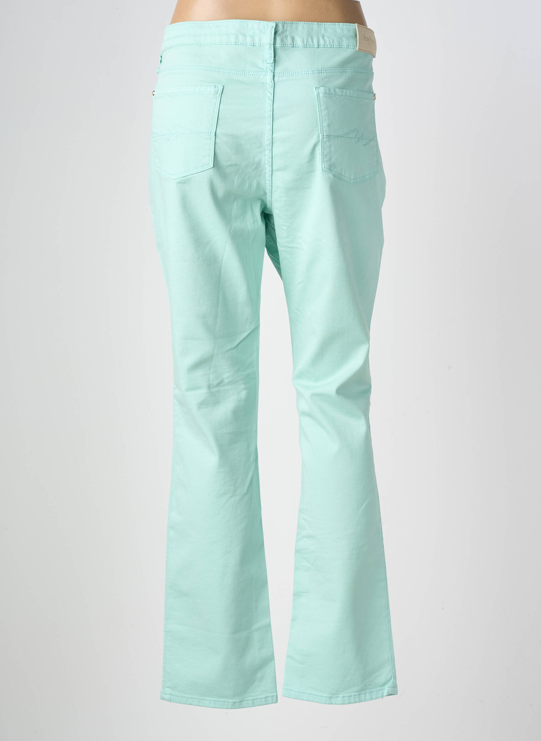 Pantalon slim tissage popeline taille normale vert VOTRE NOM femme