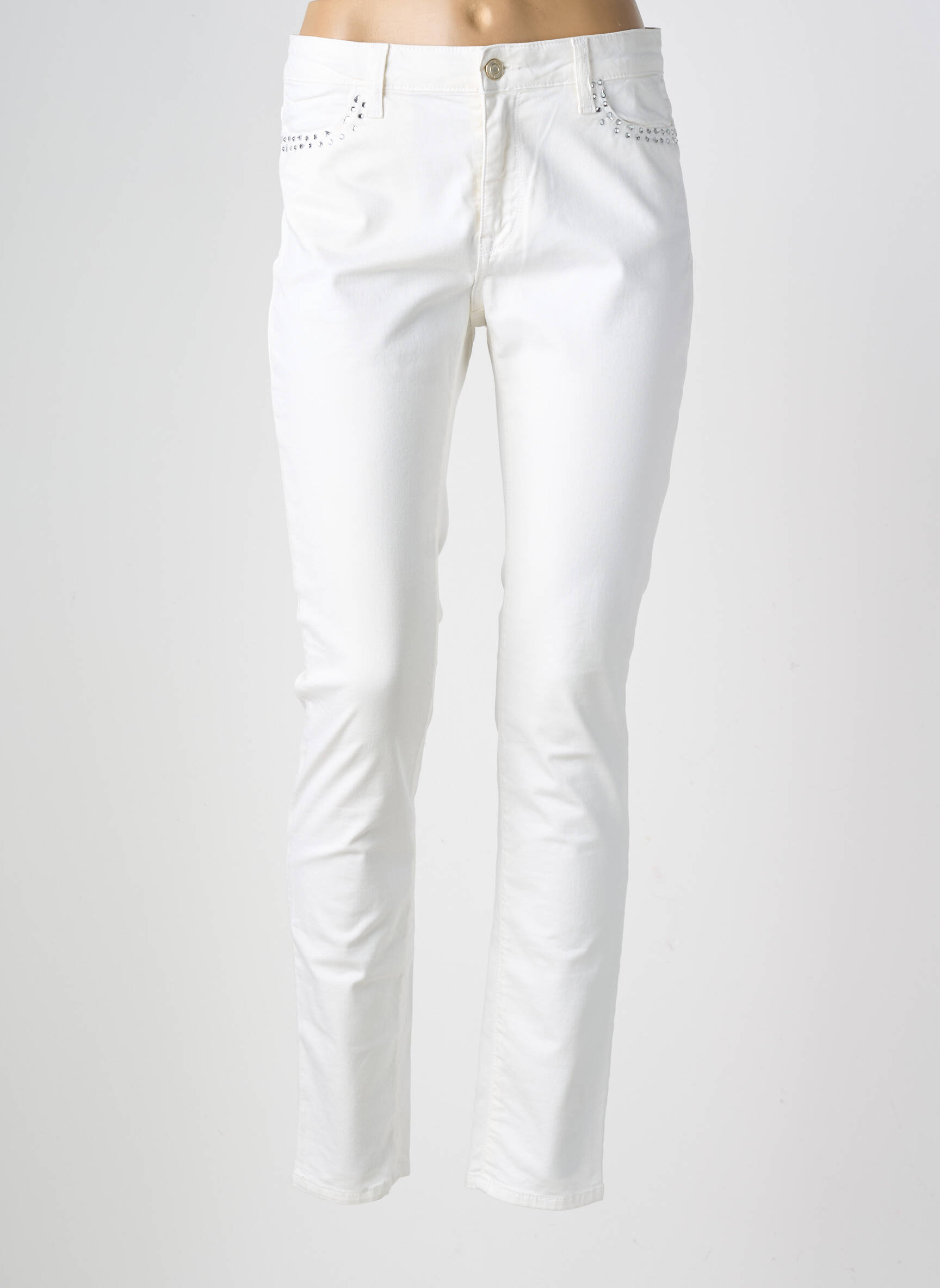 Pantalon slim tissage popeline taille normale beige VOTRE NOM femme