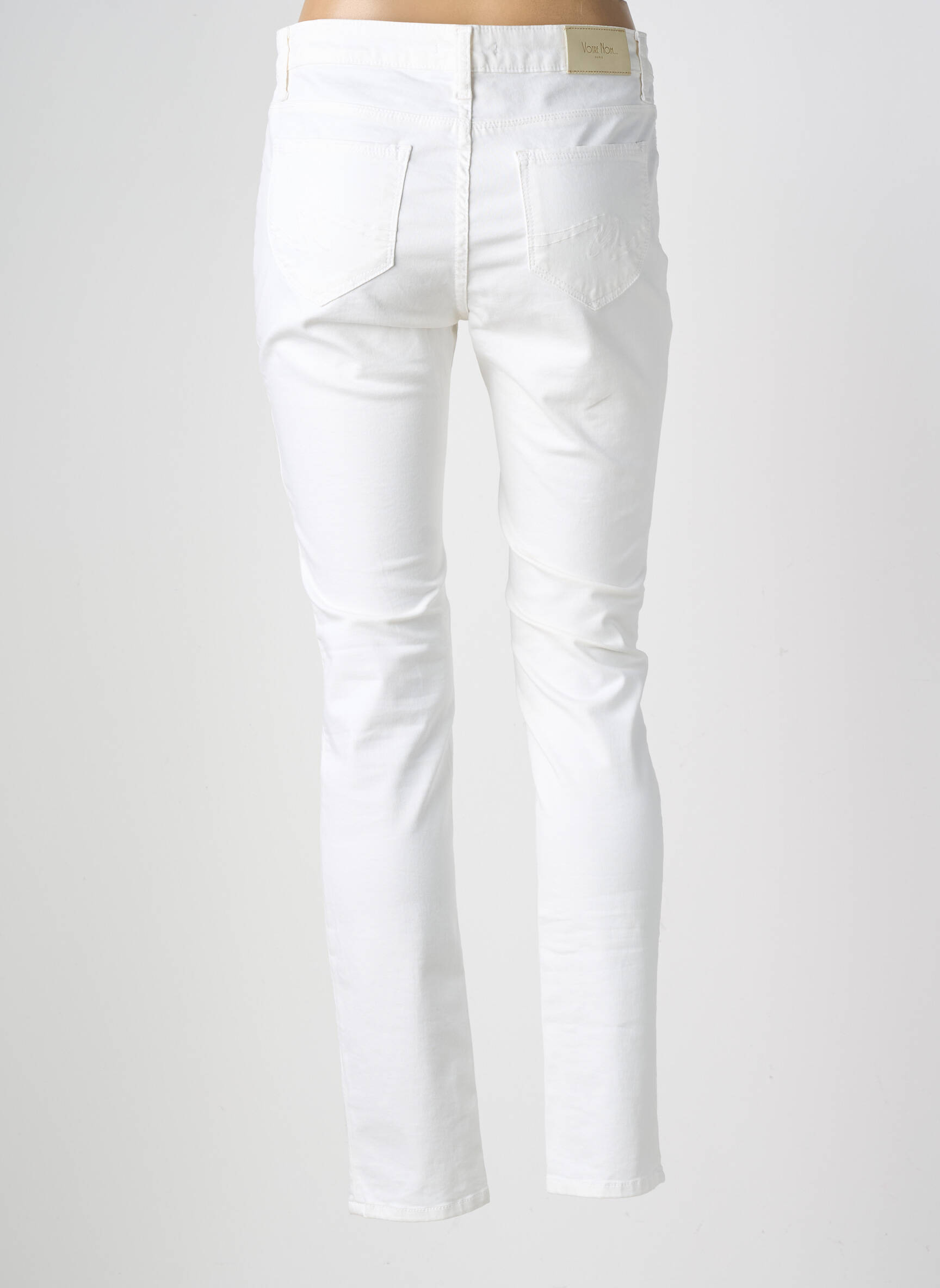 Pantalon slim tissage popeline taille normale beige VOTRE NOM femme