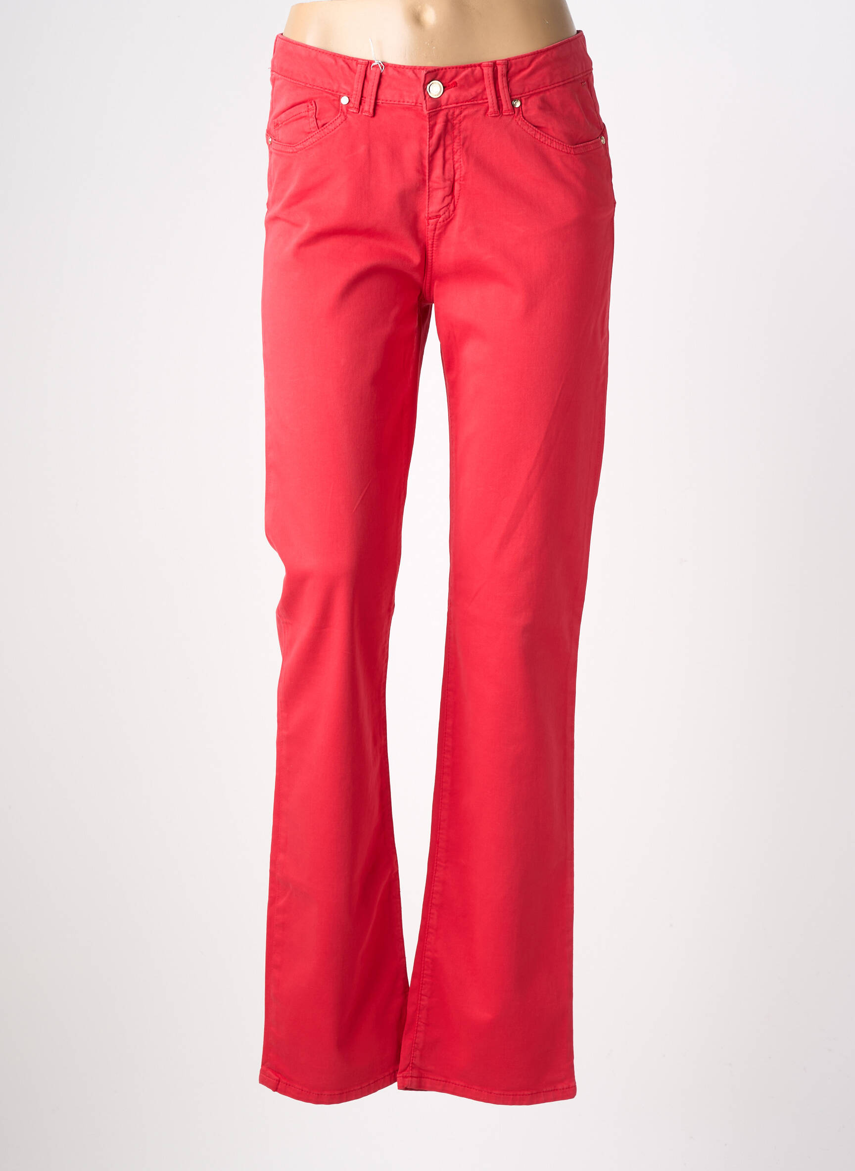 Pantalon slim tissage popeline taille normale rouge VOTRE NOM femme