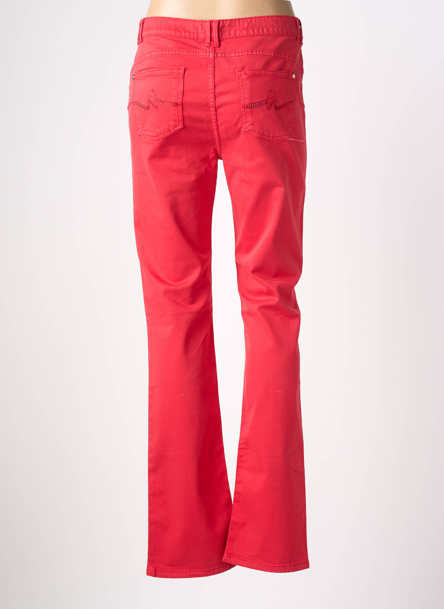 Pantalon slim tissage popeline taille normale rouge VOTRE NOM femme