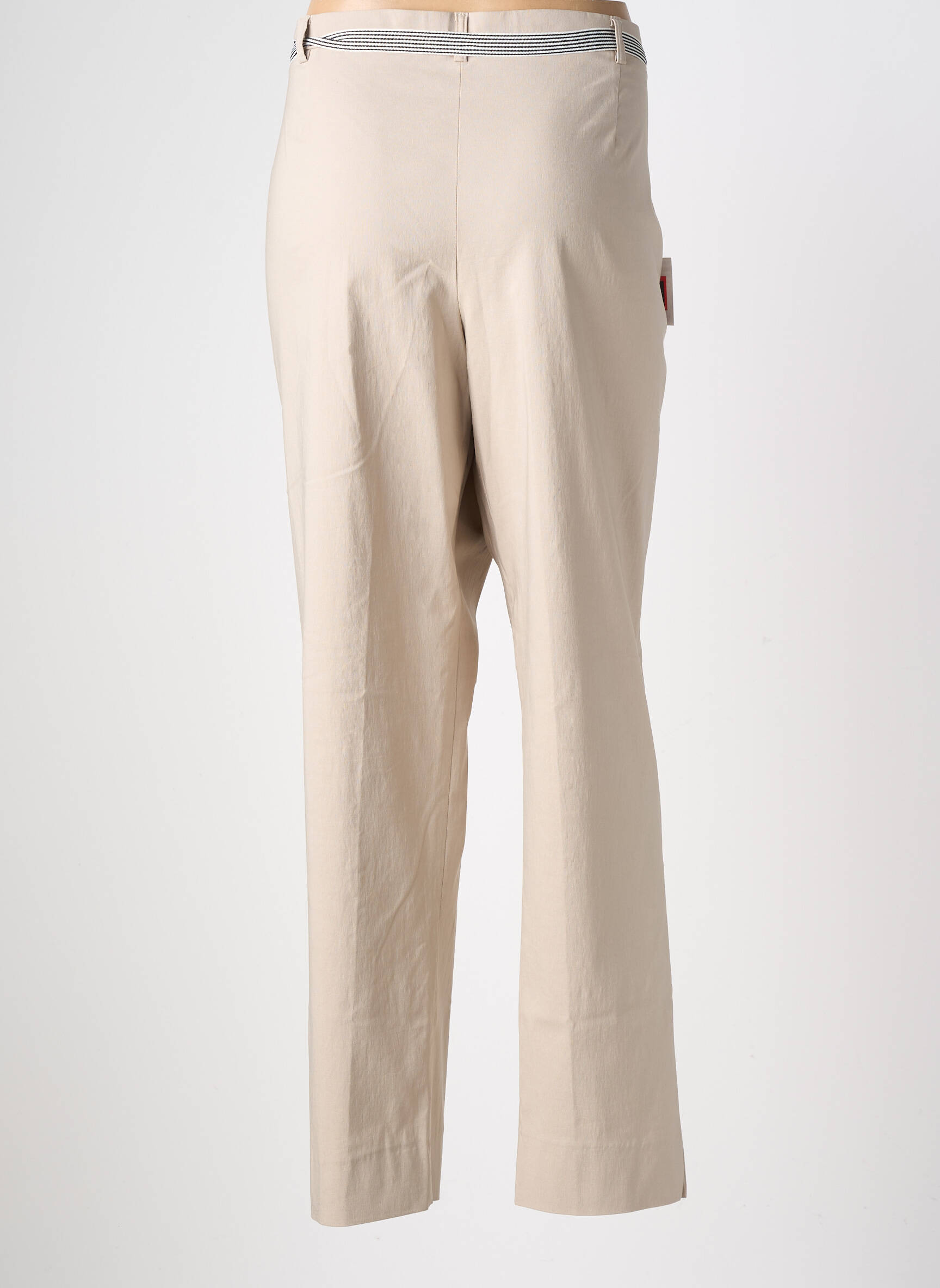 Pantalon droit tissage popeline taille normale beige CHRISTINE LAURE femme