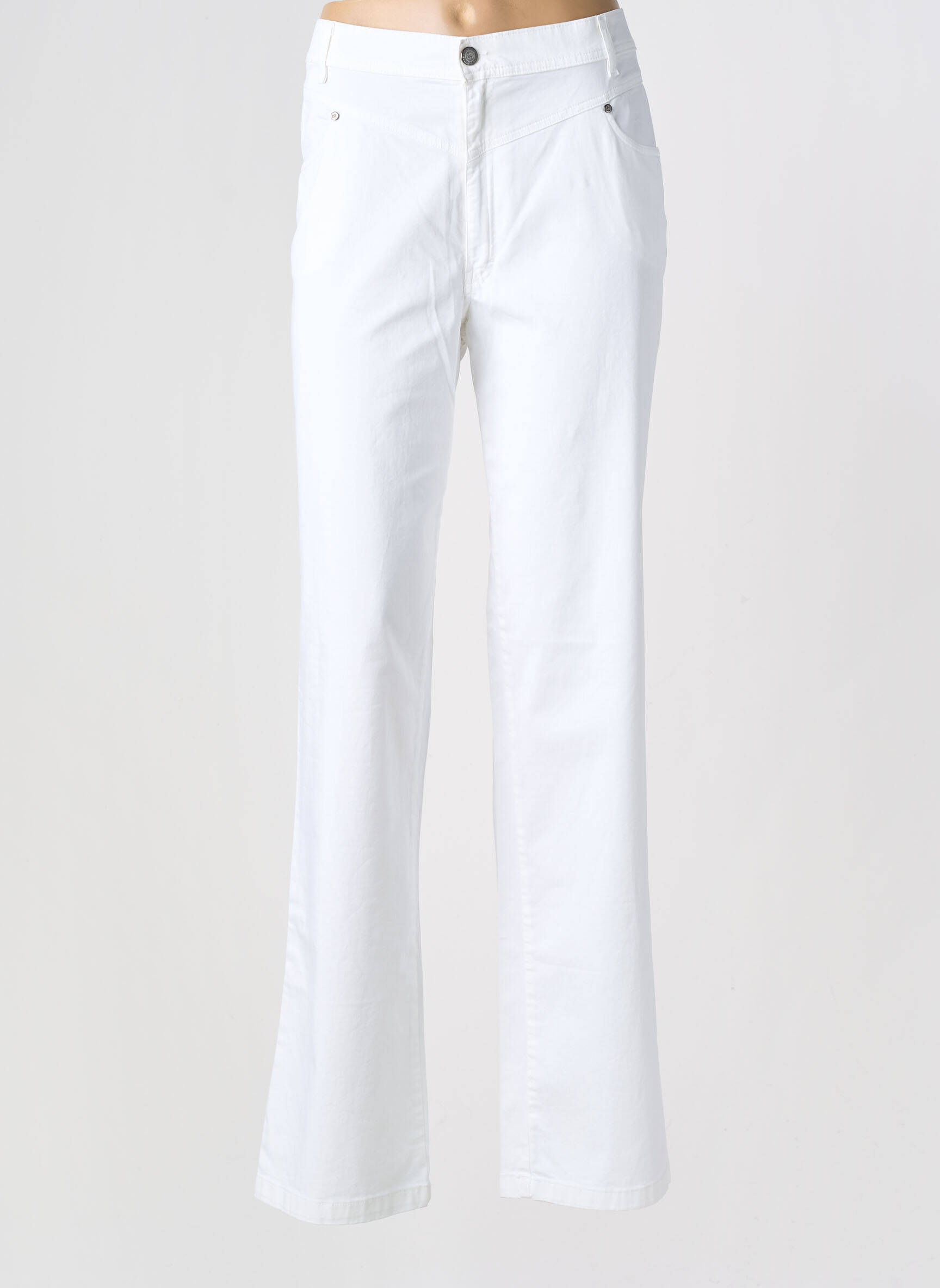 Pantalon droit tissage popeline taille normale blanc ROSA ROSAM femme