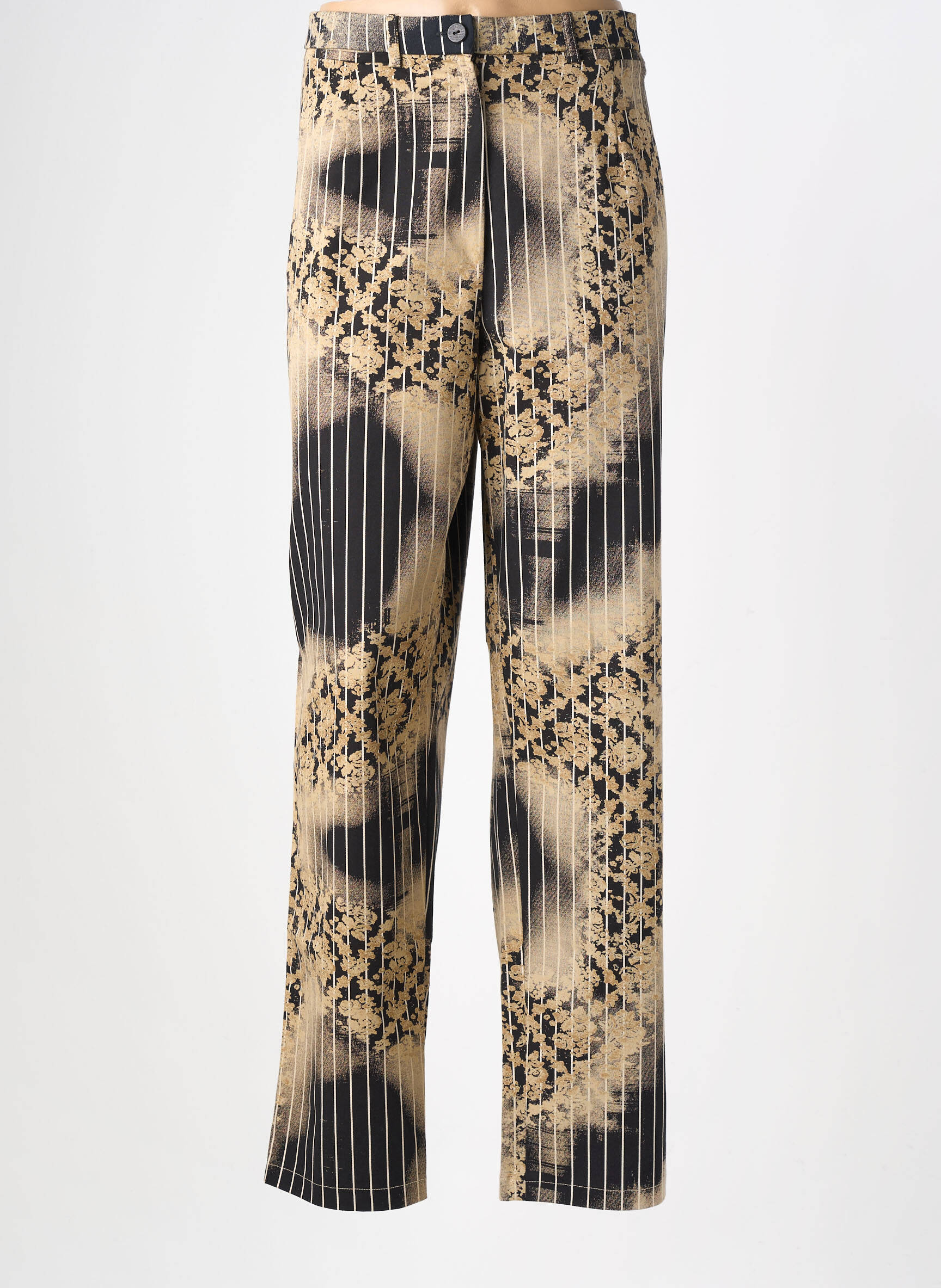 Pantalon droit taille à pinces taille normale noir CHRISTINE LAURE femme