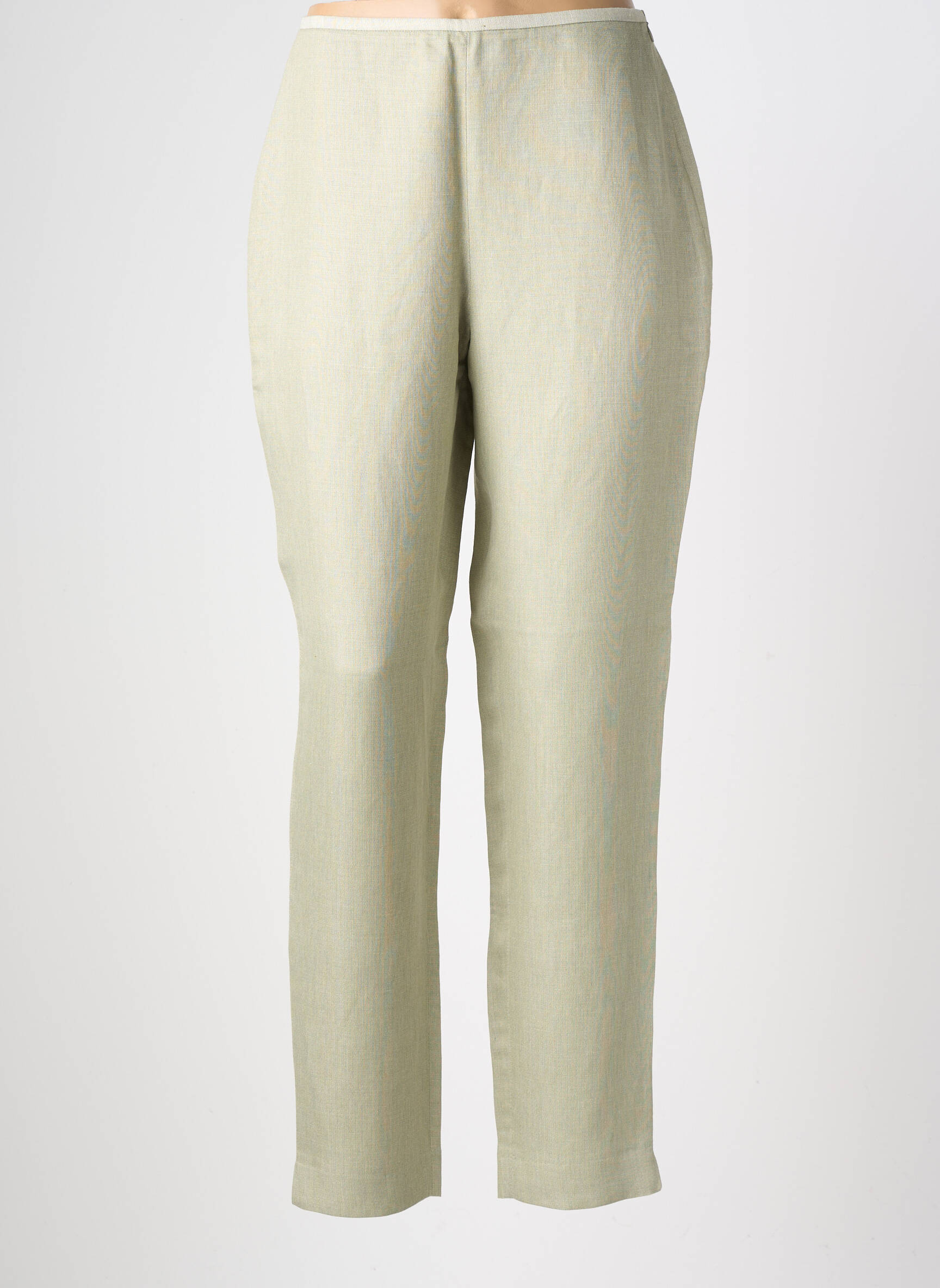 Pantalon droit taille à pinces taille haute vert LECOMTE femme