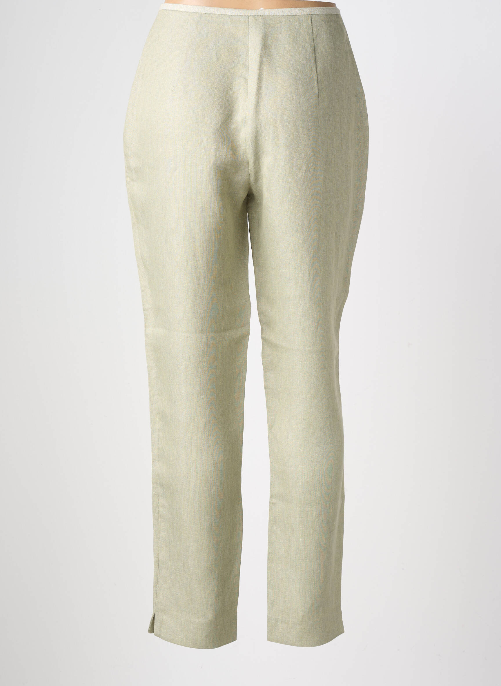 Pantalon droit taille à pinces taille haute vert LECOMTE femme