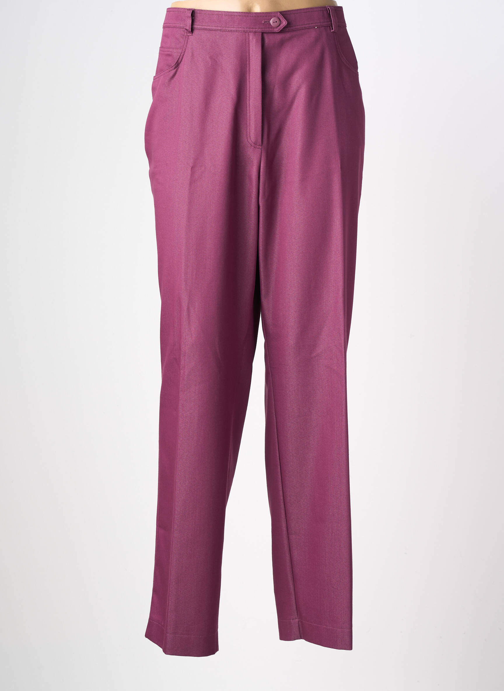 Pantalon droit tissage popeline taille normale violet FRANK WALDER femme