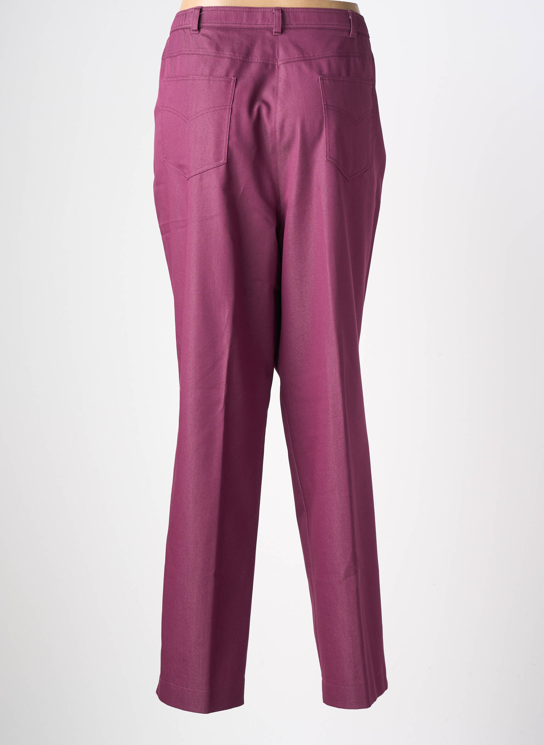 Pantalon droit tissage popeline taille normale violet FRANK WALDER femme