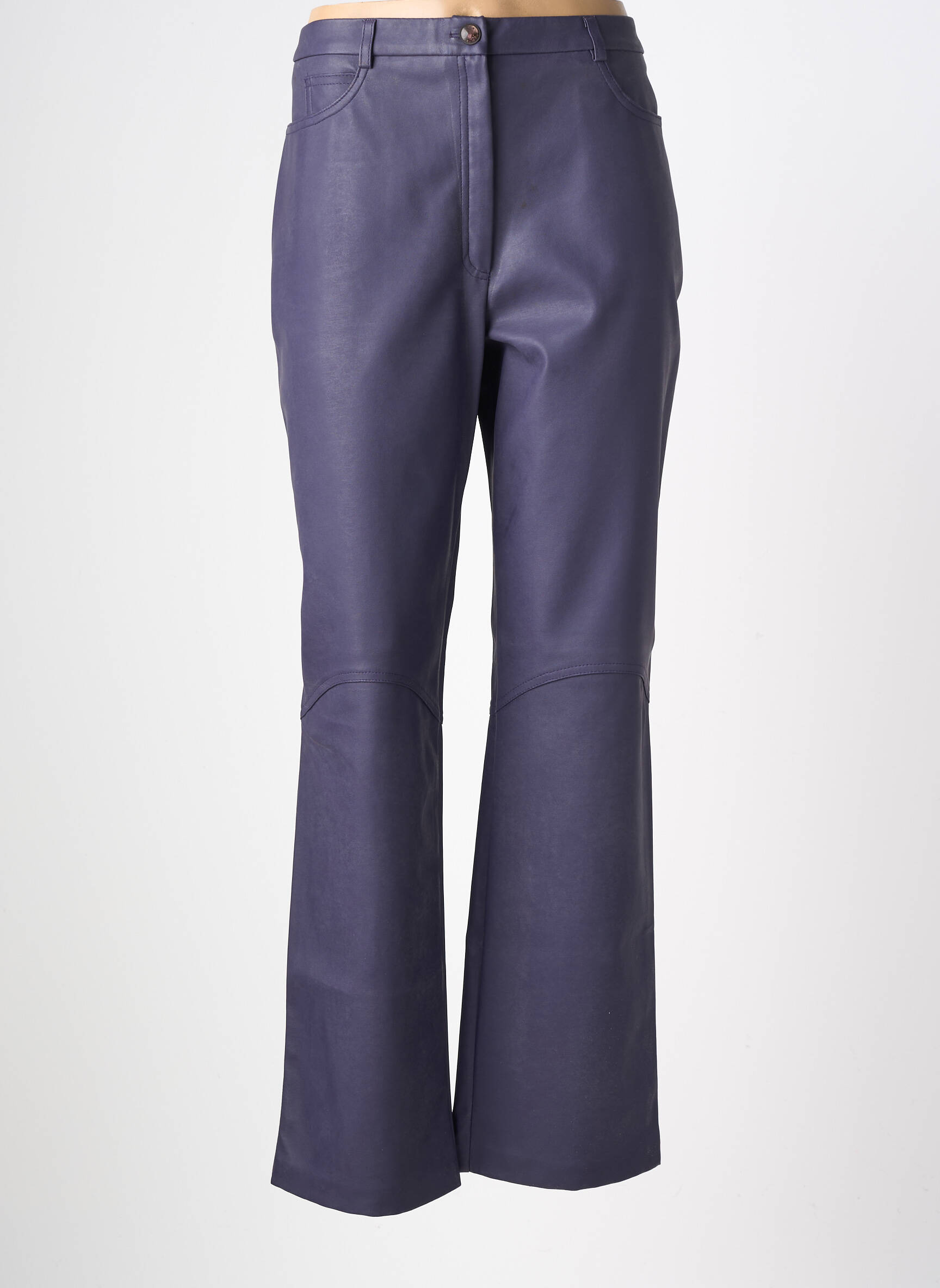 Pantalon droit fermeture zippée sous rabat boutonné taille normale violet CHRISTINE LAURE femme