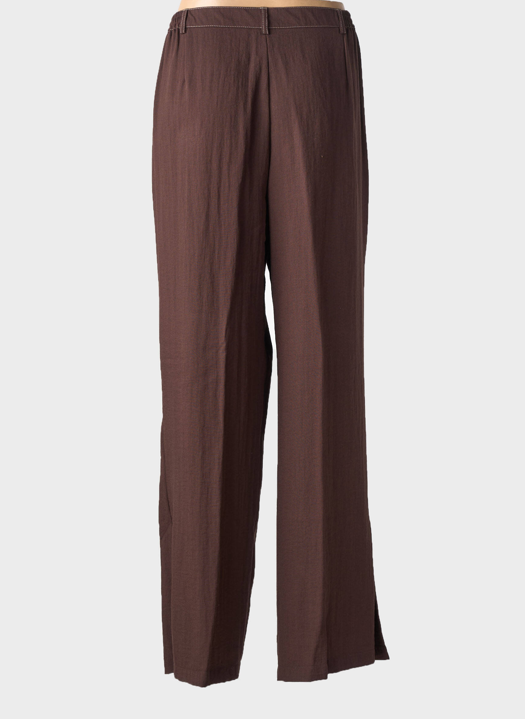 Pantalon droit tissage crêpe taille normale marron CHRISTINE LAURE femme