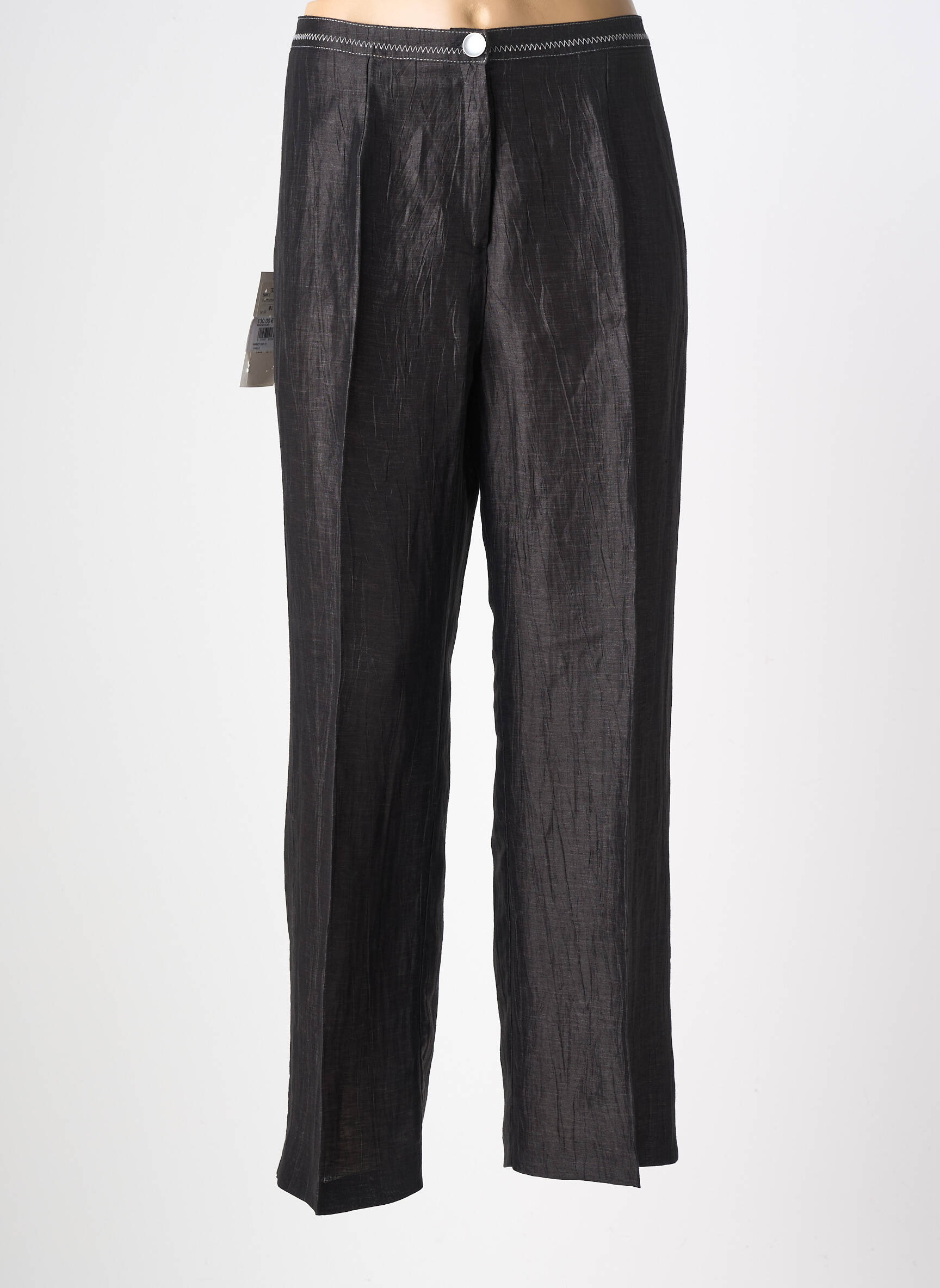 Pantalon droit tissage crêpe taille normale noir FRANCOISE DE FRANCE femme