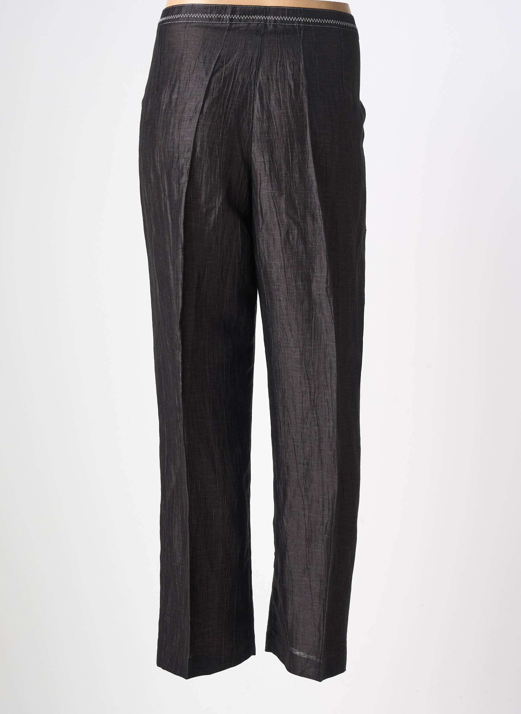 Pantalon droit tissage crêpe taille normale noir FRANCOISE DE FRANCE femme
