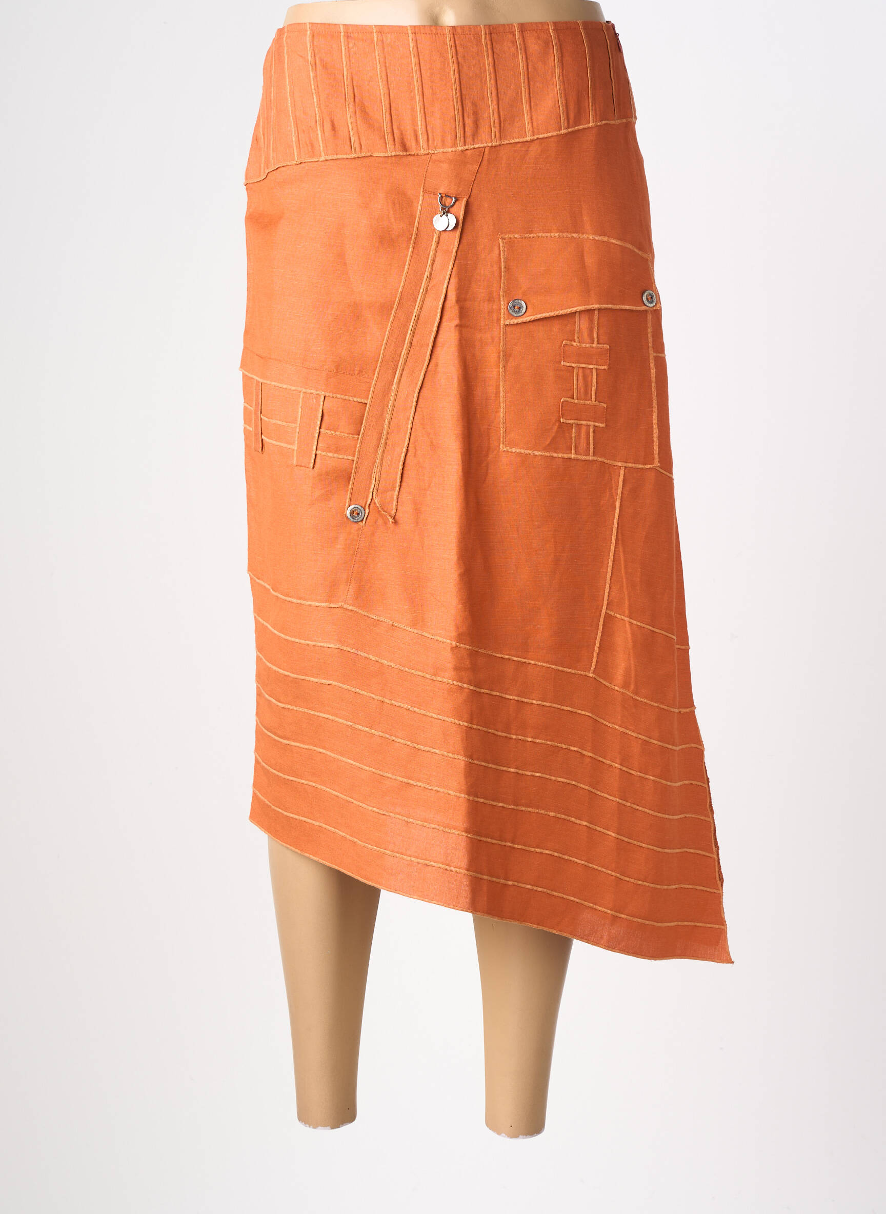 Jupe longue coupe asymétrique orange FIGURE LIBRE femme