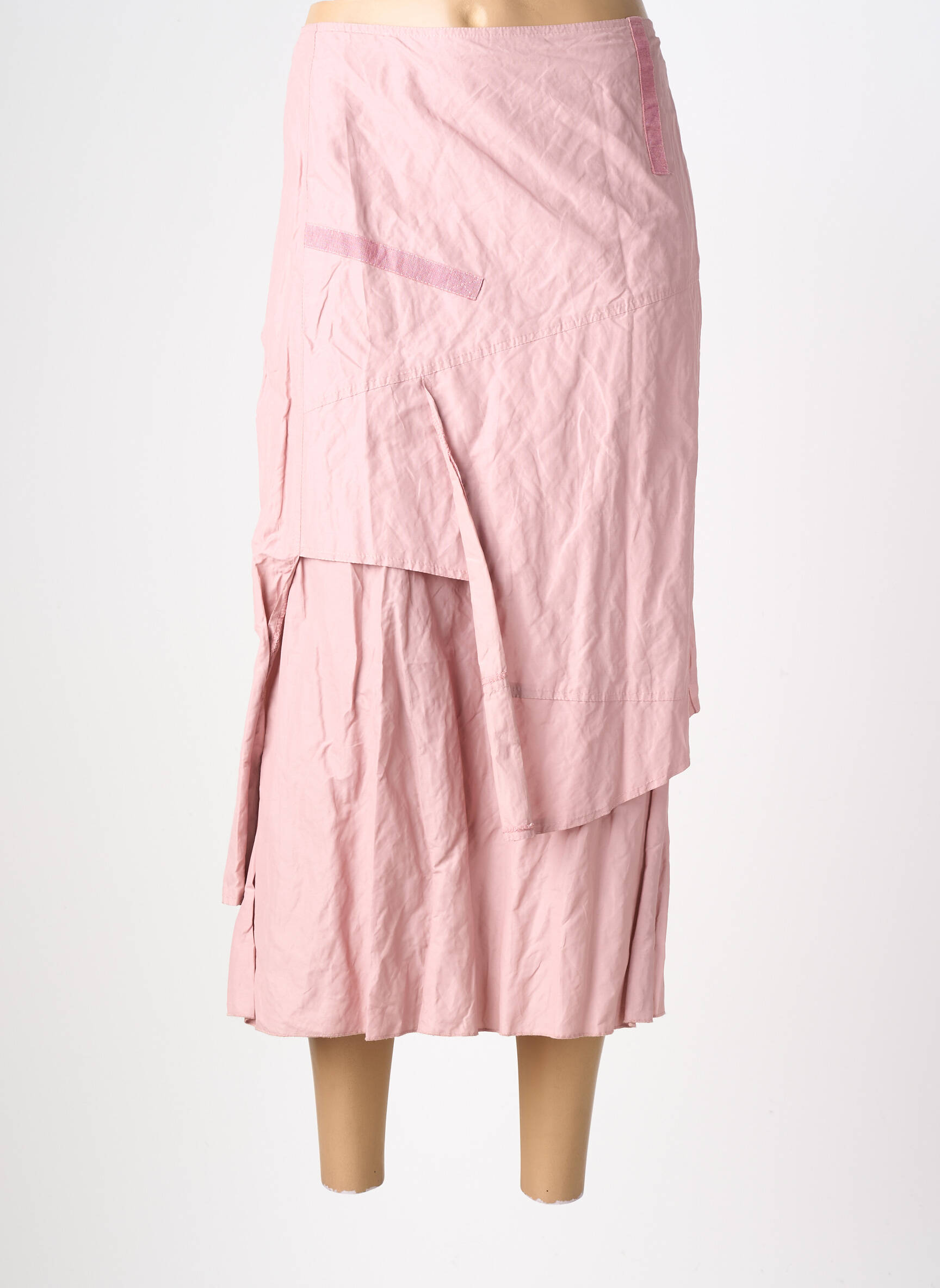 Jupe longue fermeture zippée au dos rose MOTYS COLLECTION femme