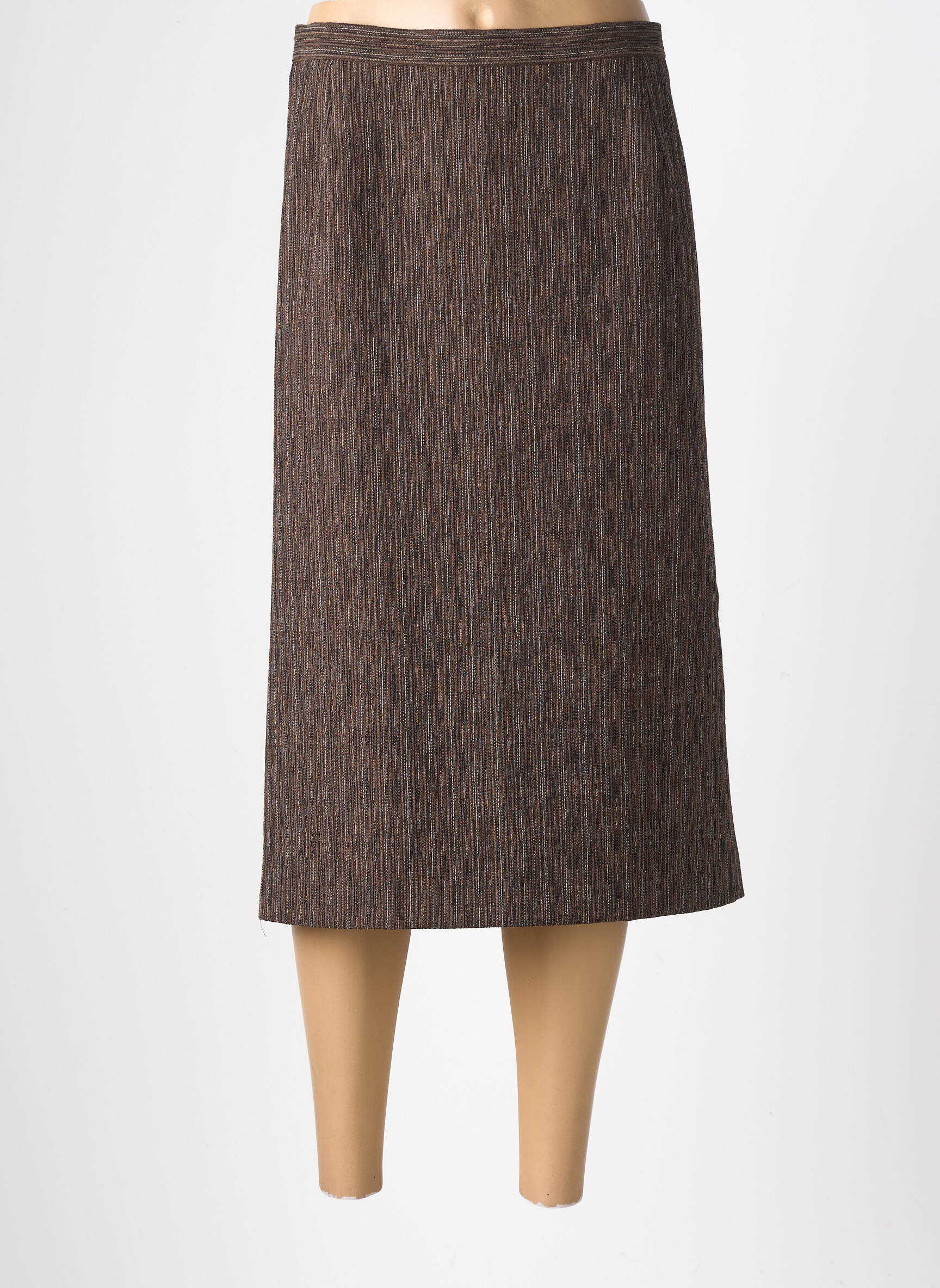 Jupe mi-longue taille à pinces marron FRANCOISE DE FRANCE femme