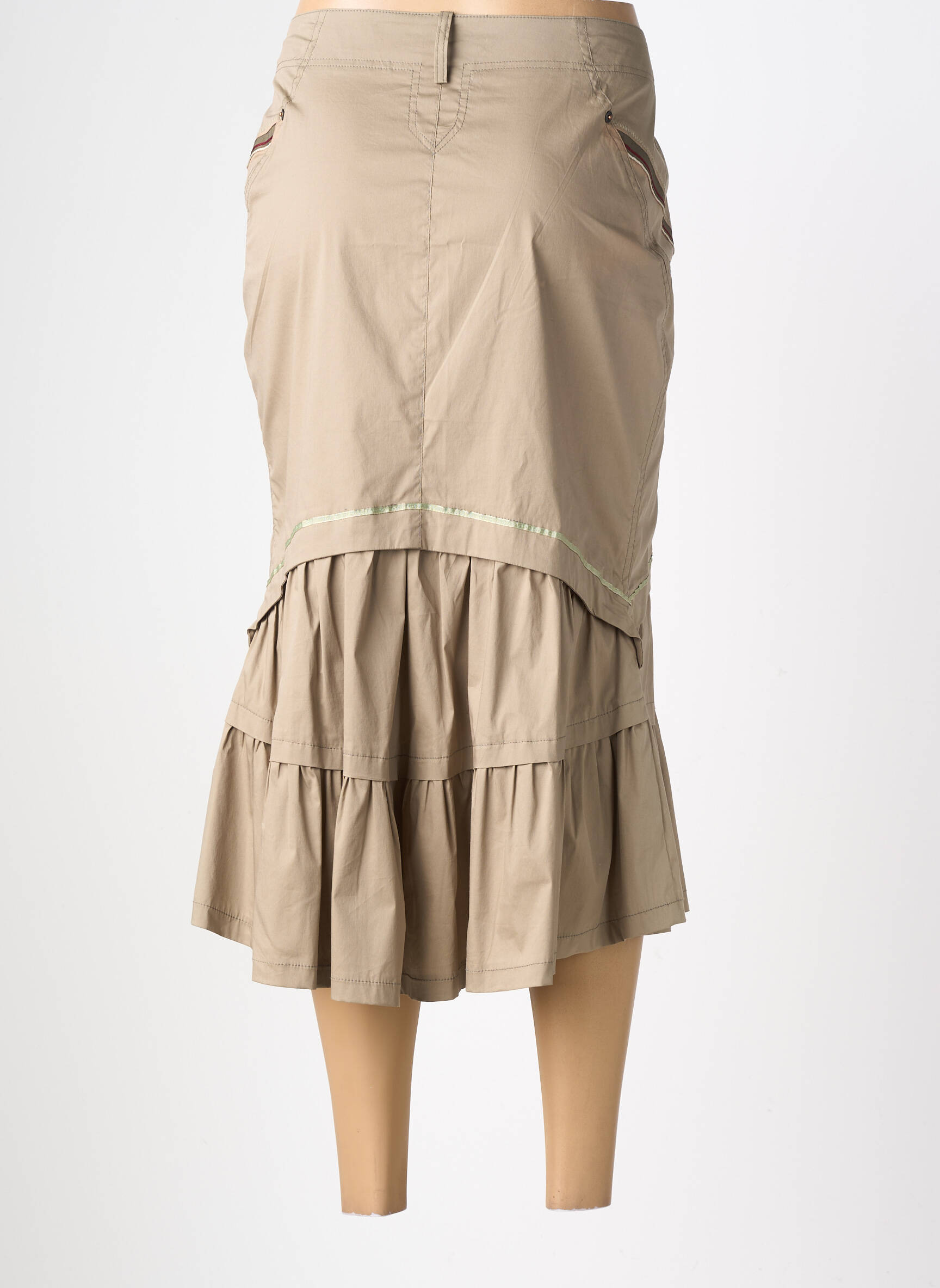Jupe mi-longue taille à pinces vert EVA KAYAN femme