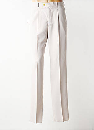 Pantalon droit tissage popeline taille haute beige LACOSTE homme