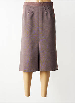 Jupe mi-longue taille à pinces marron CHRISTINE LAURE femme
