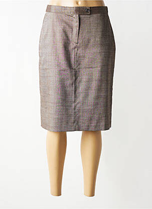 Jupe mi-longue taille à pinces marron PATRICK GERARD femme