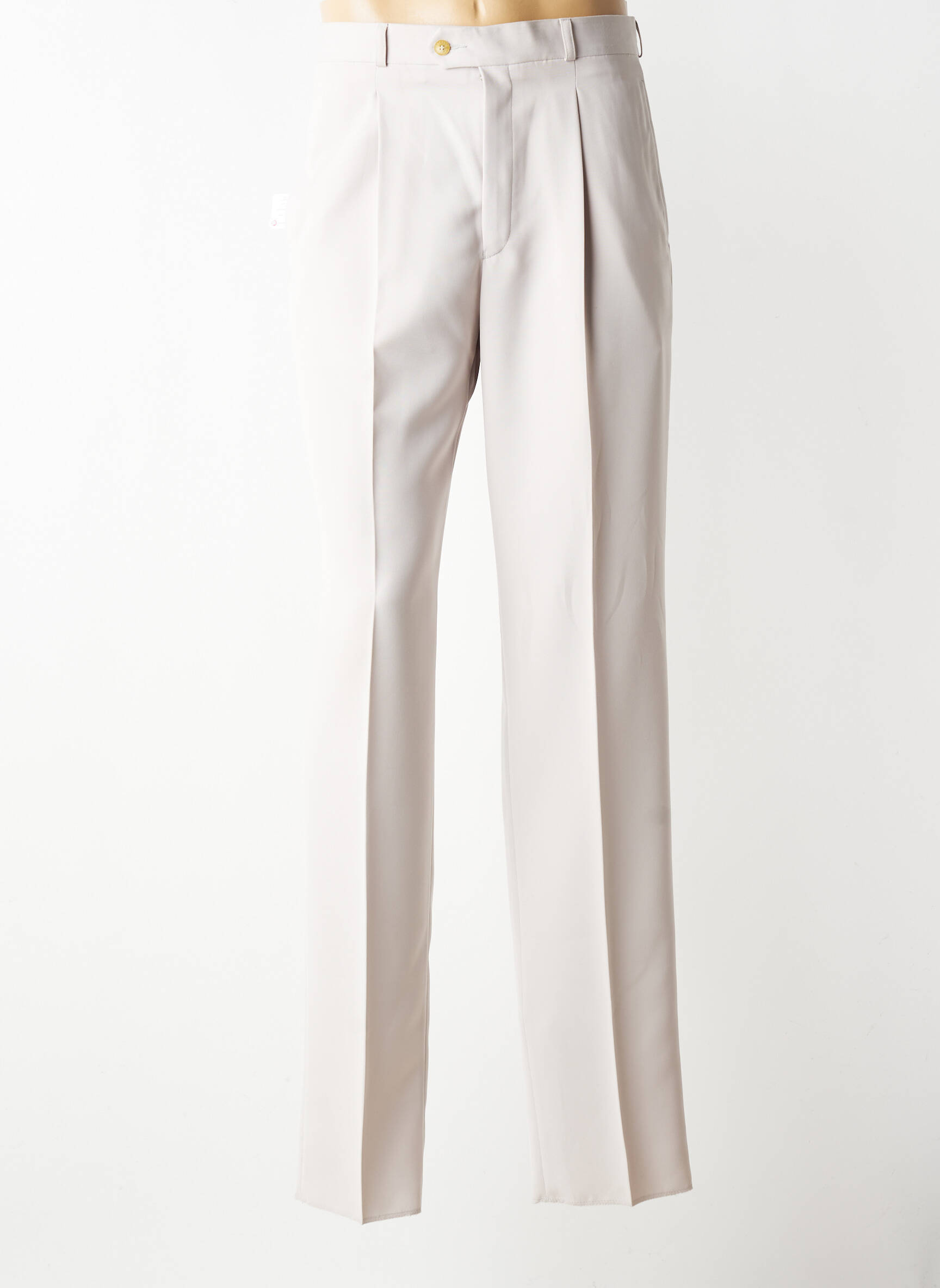 Pantalon droit tissage popeline taille haute beige LACOSTE homme