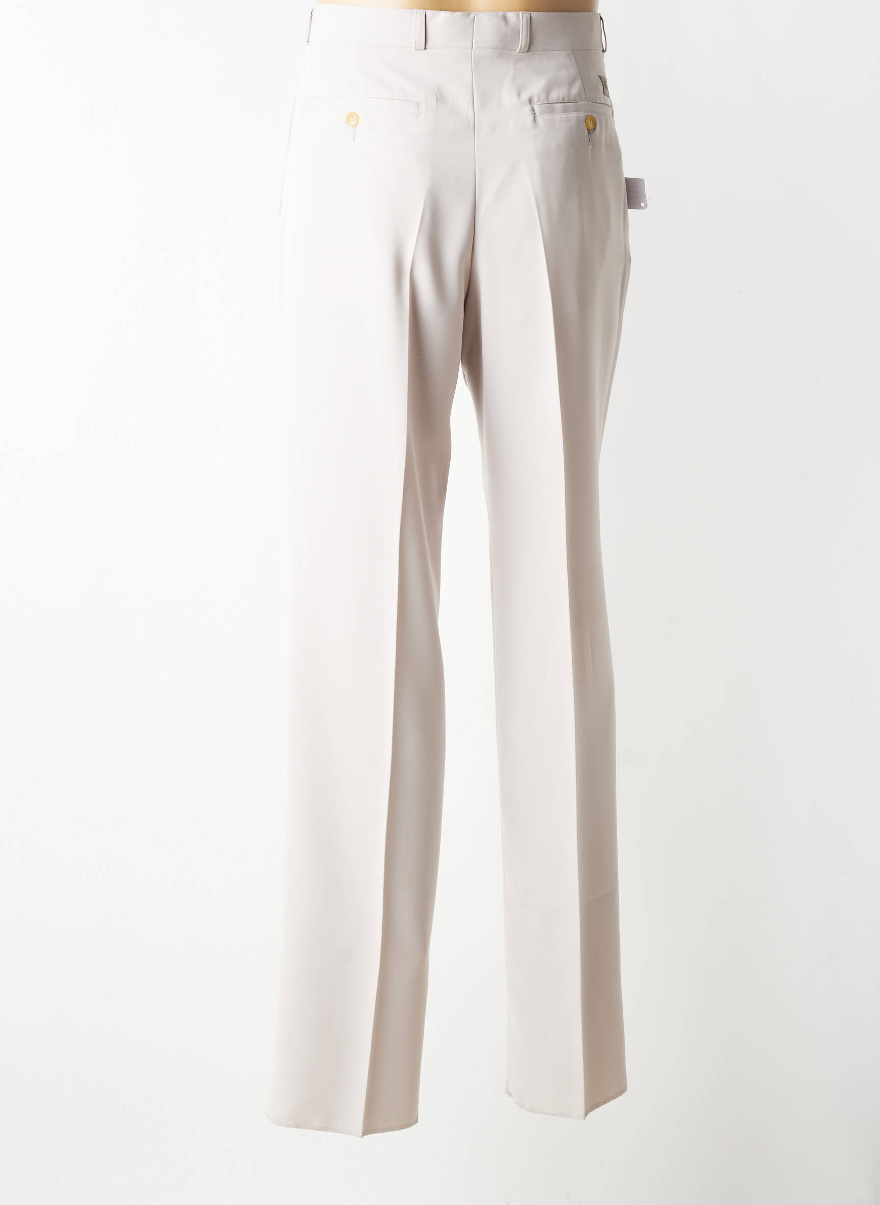 Pantalon droit tissage popeline taille haute beige LACOSTE homme