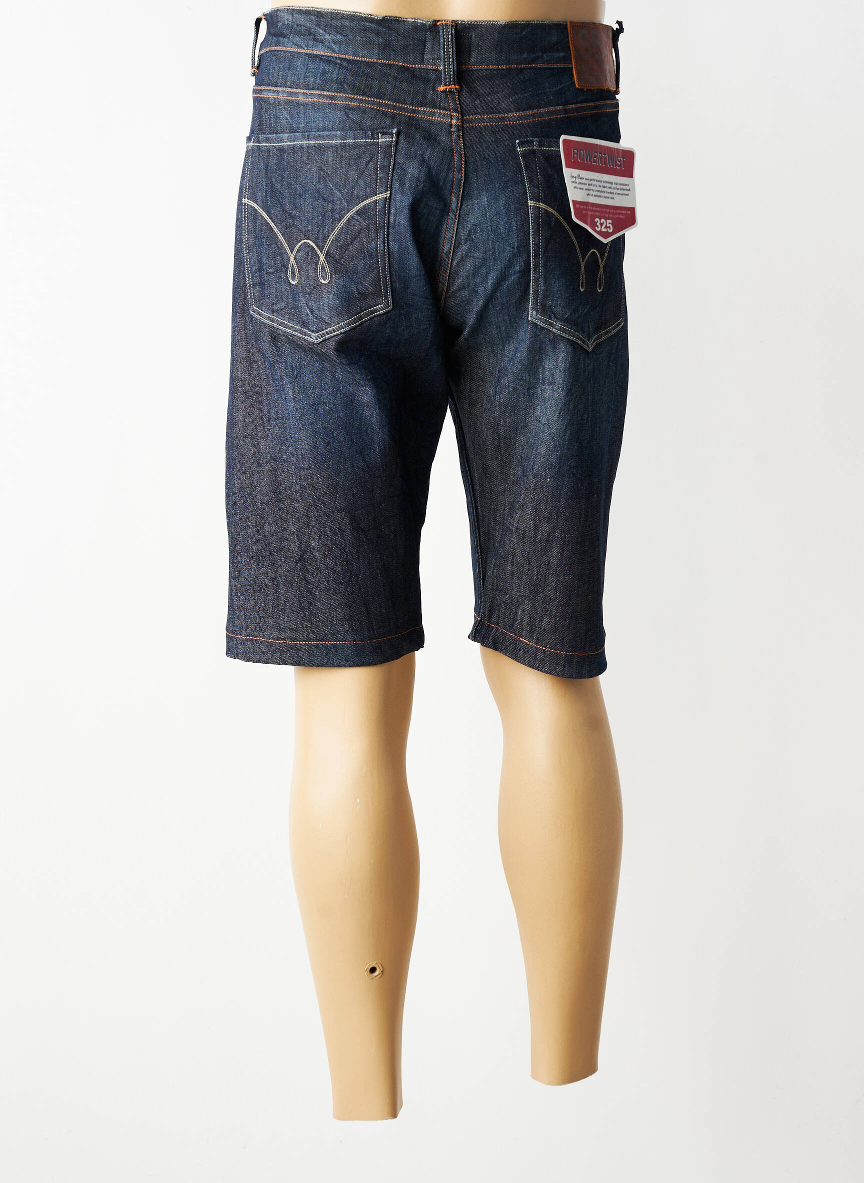 Bermuda tissage denim taille normale bleu SERGE BLANCO homme