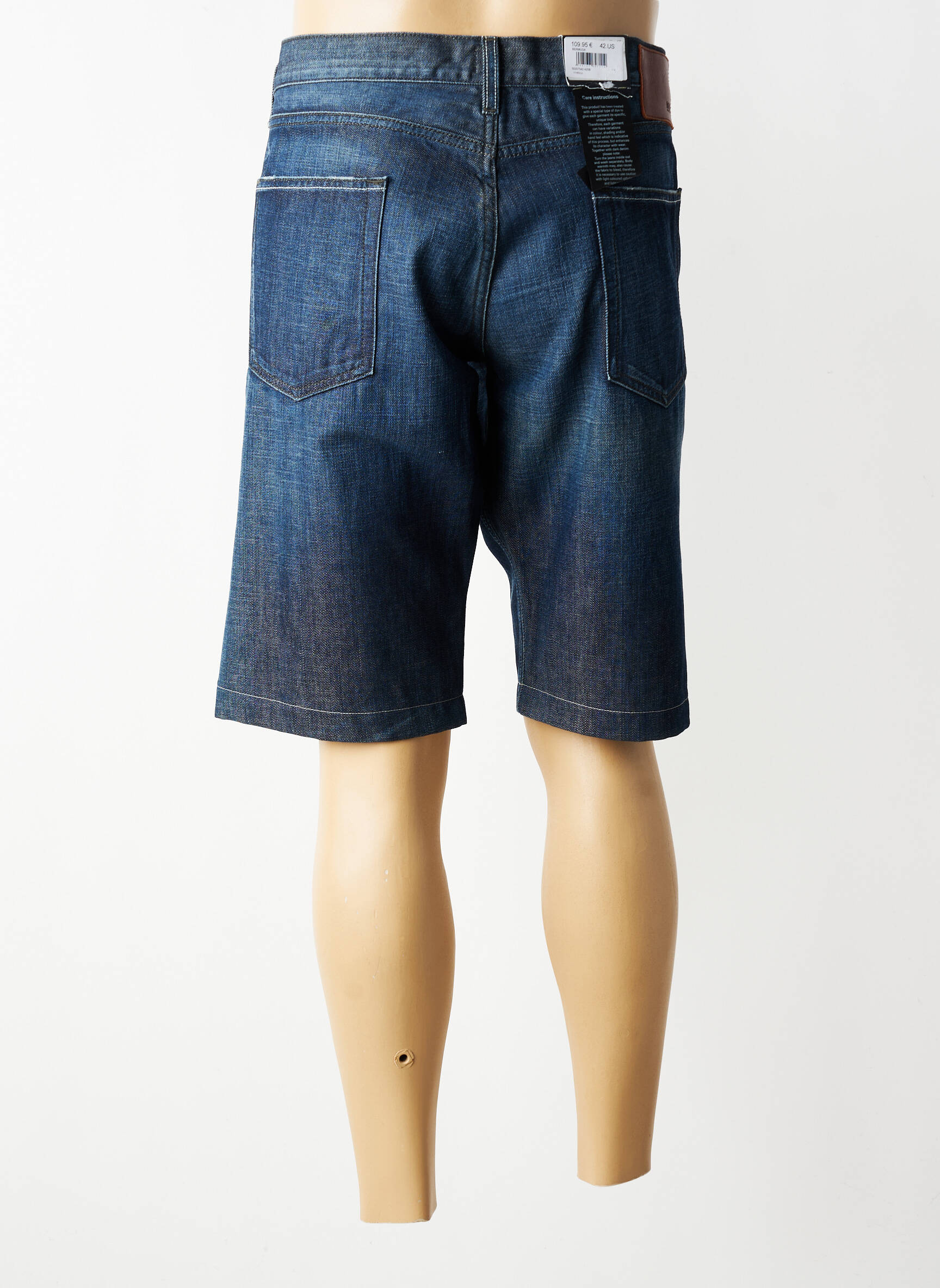 Bermuda tissage denim taille normale bleu HUGO BOSS homme
