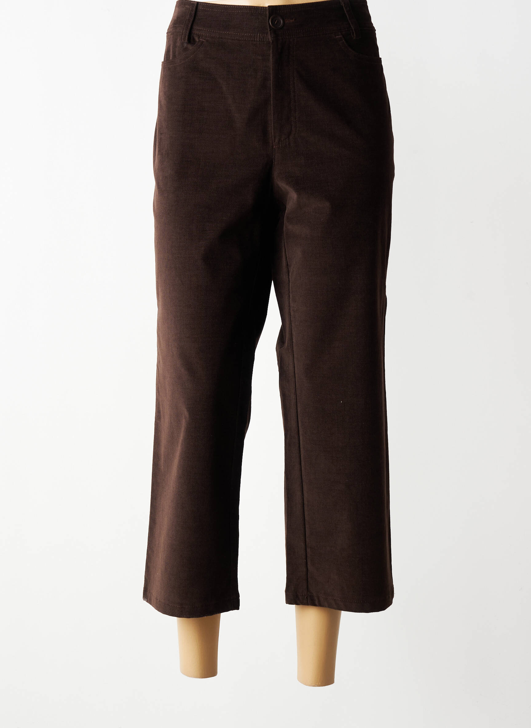 Pantacourt stretch taille normale marron BRUNO SAINT HILAIRE femme