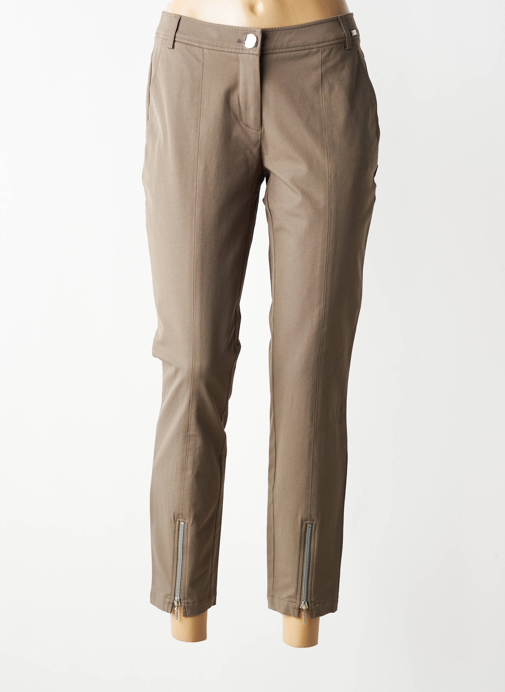 Pantalon 7/8 tissage popeline taille normale marron AIRFIELD femme