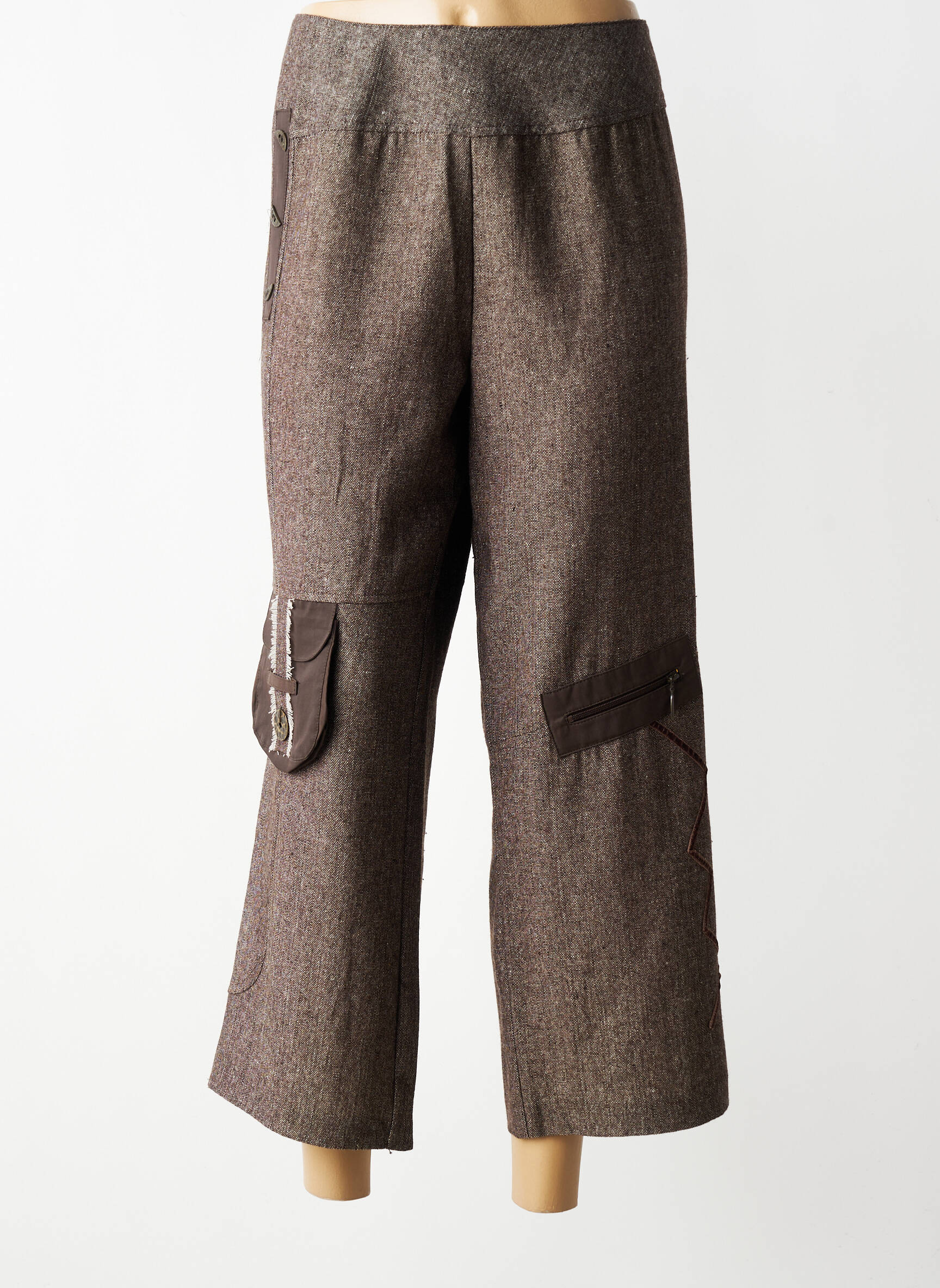 Pantalon 7/8 taille à pinces taille normale marron FIGURE LIBRE femme