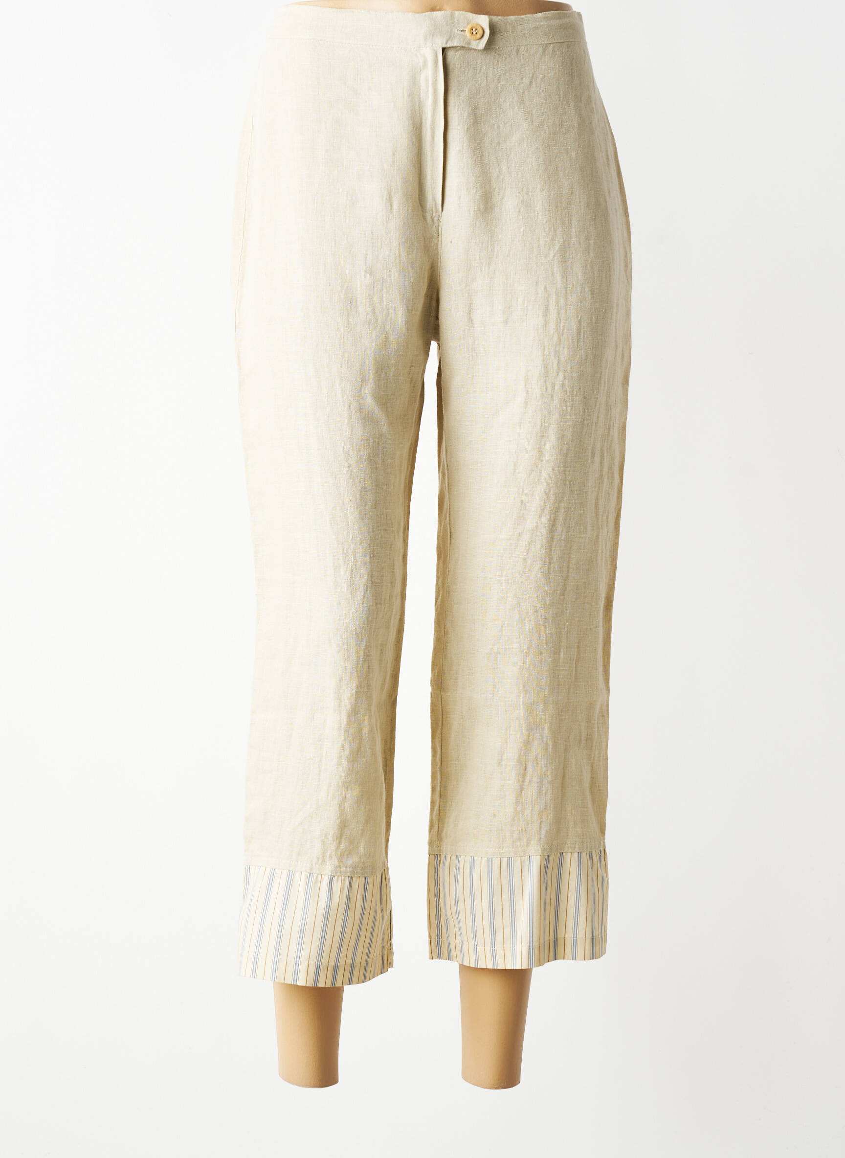 Pantacourt taille haute taille haute beige LE PHARE DE LA BALEINE femme