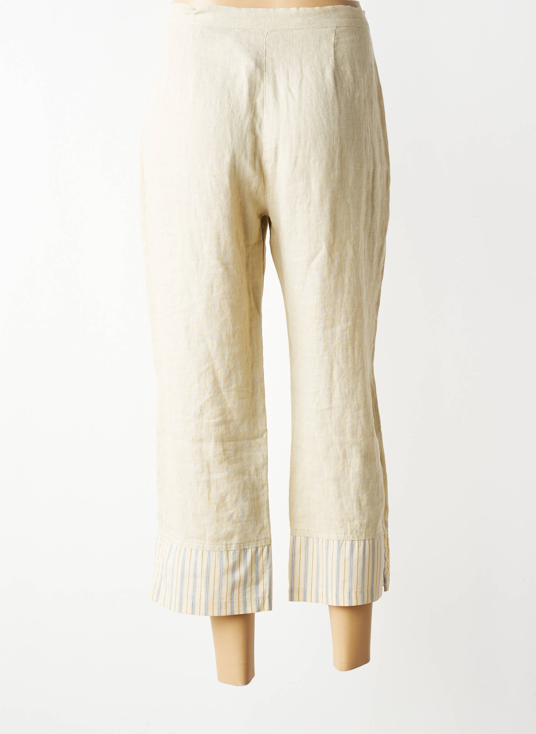 Pantacourt taille haute taille haute beige LE PHARE DE LA BALEINE femme