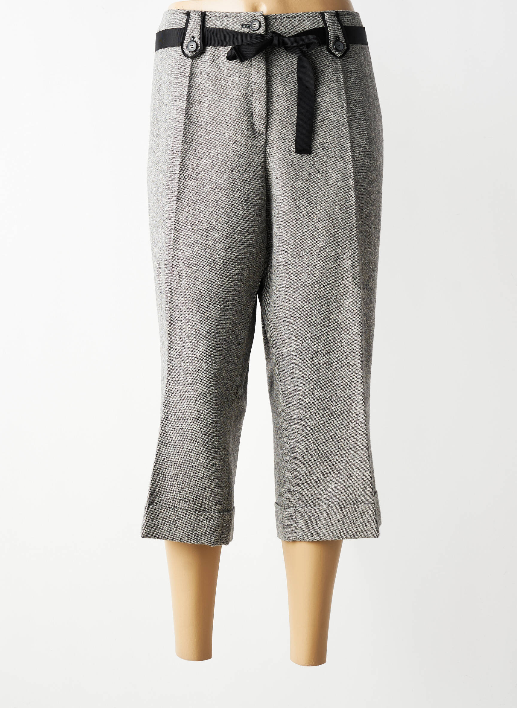 Pantacourt stretch taille normale gris FRANK WALDER femme