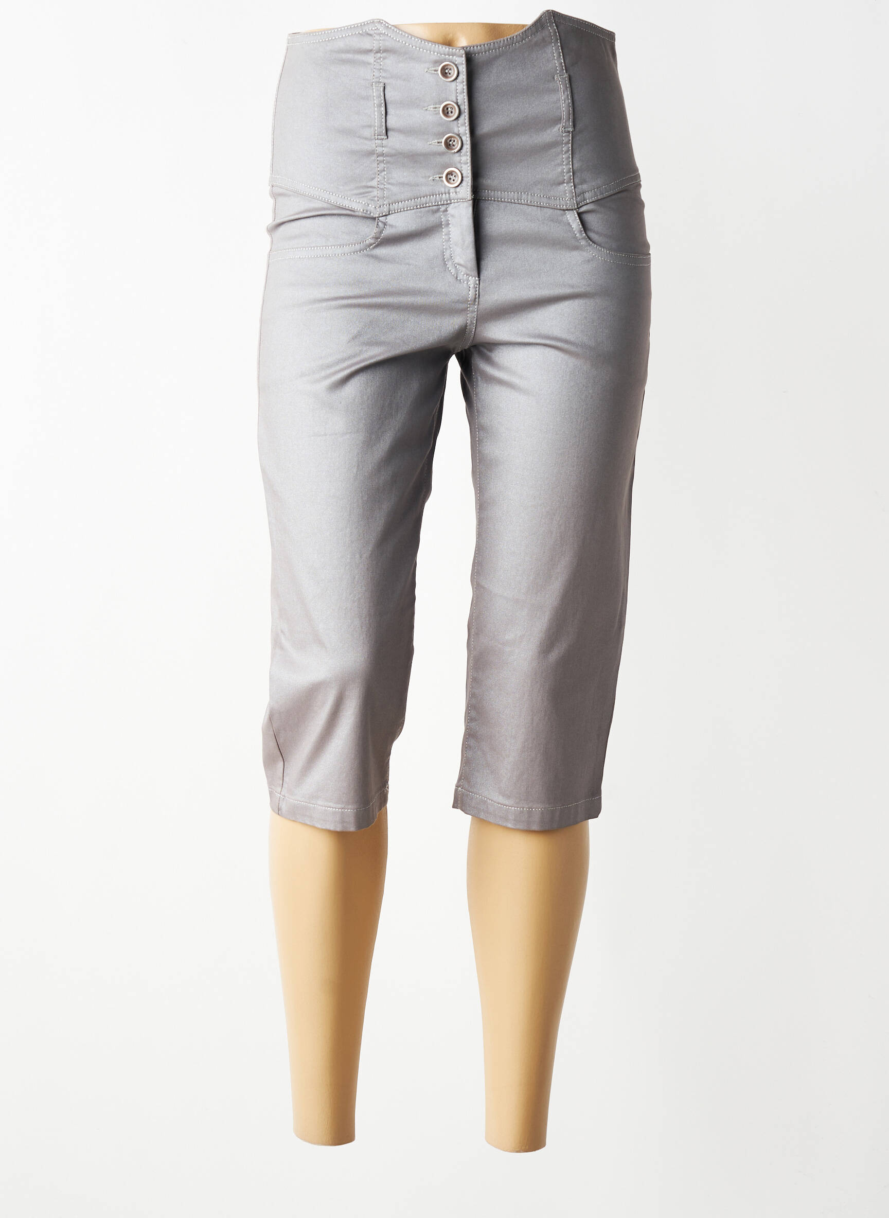 Corsaire stretch taille haute gris PAUL BRIAL femme