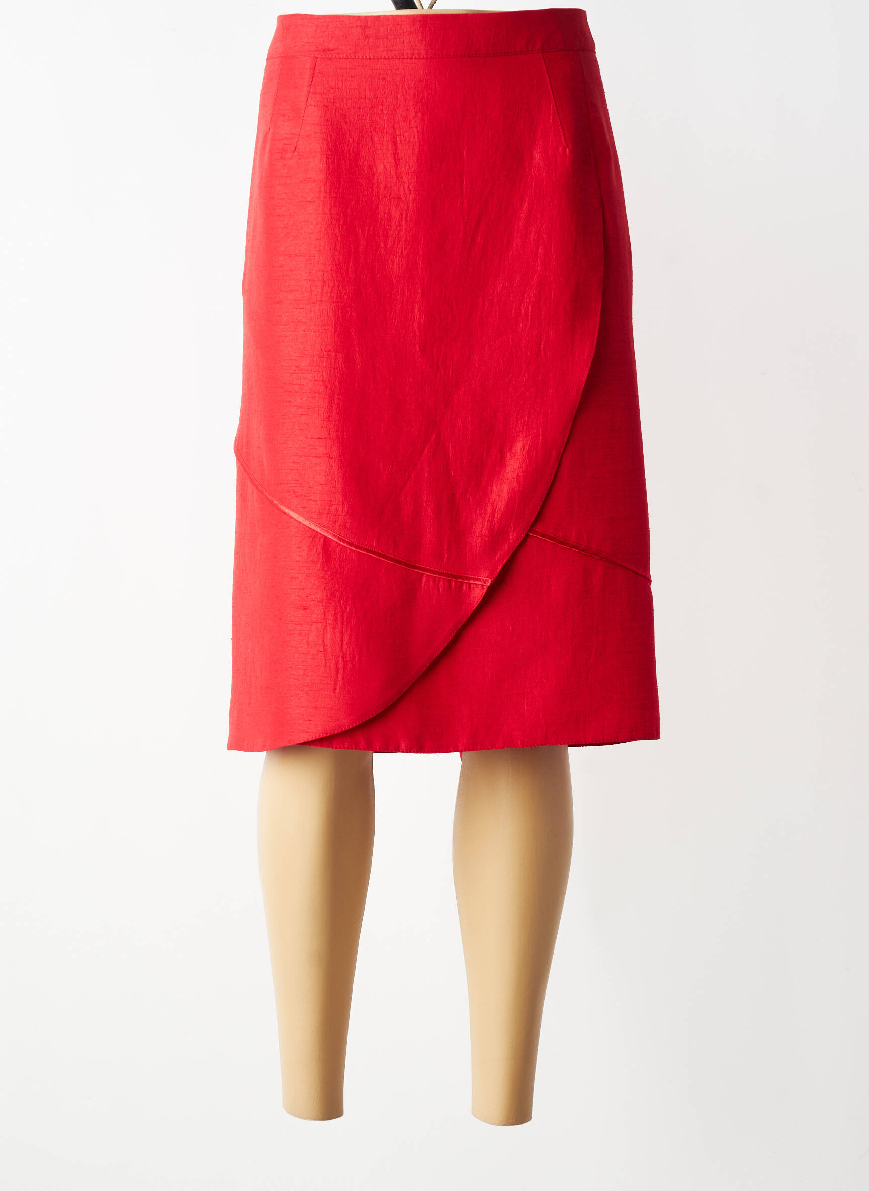 Jupe mi-longue taille à pinces rouge CHRISTINE LAURE femme