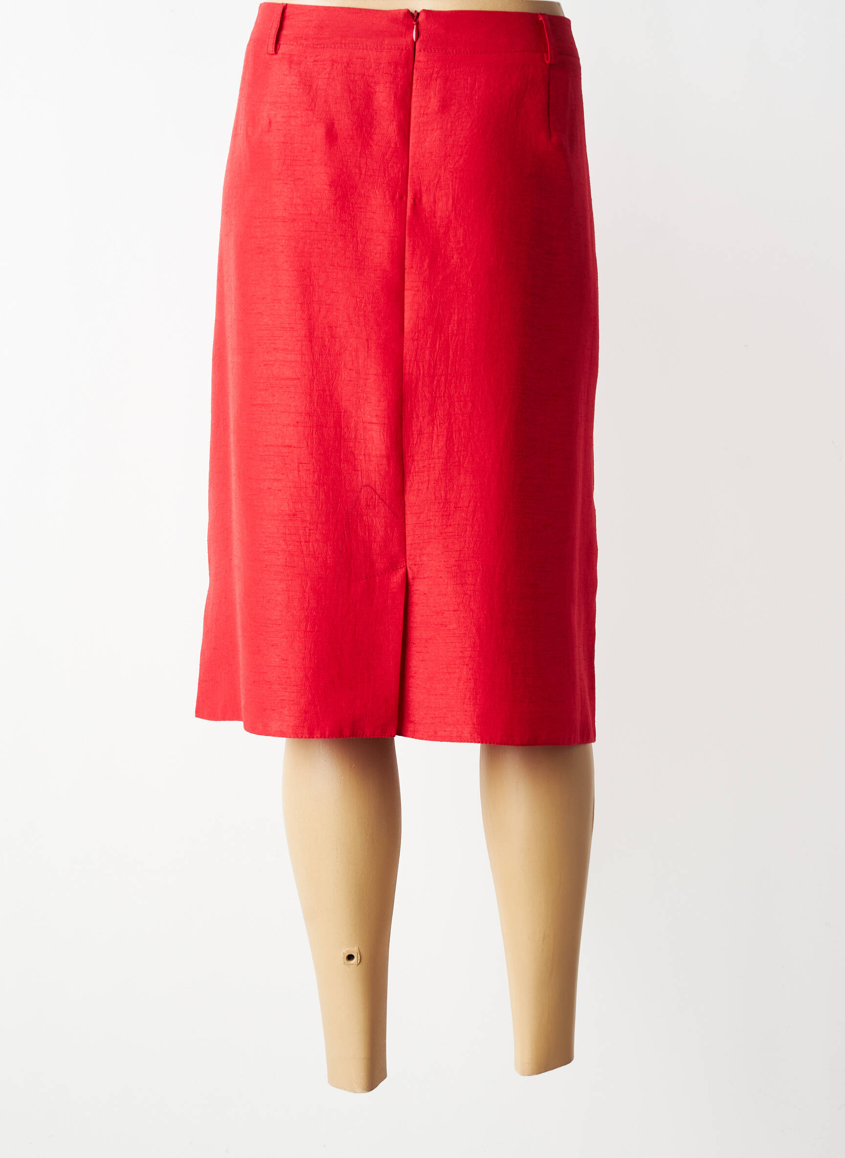 Jupe mi-longue taille à pinces rouge CHRISTINE LAURE femme