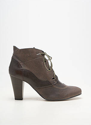 Bottines/boots matière lisse talon de 7 à 9cm marron MADISON femme