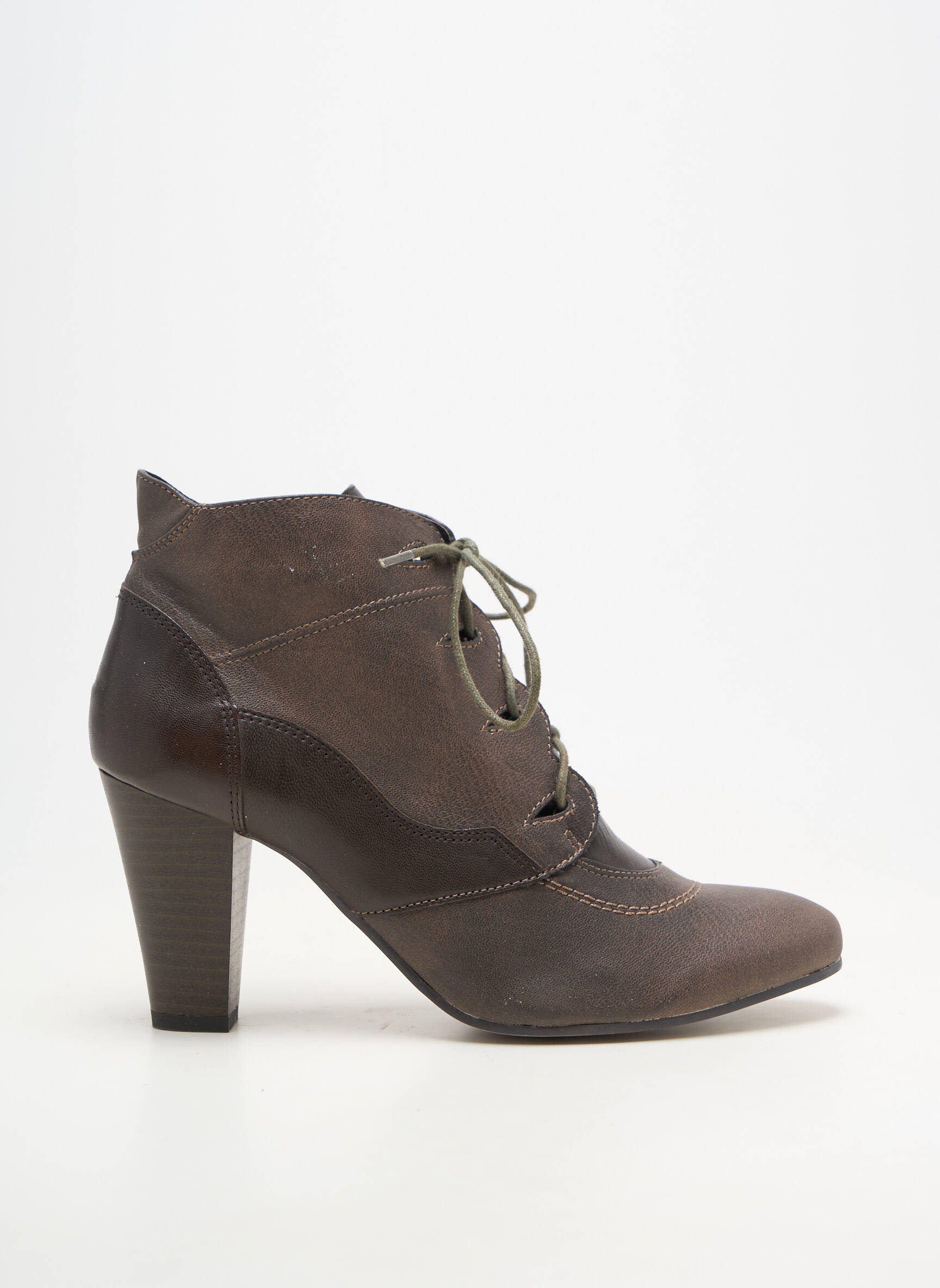 Bottines/boots matière lisse talon de 7 à 9cm marron MADISON femme