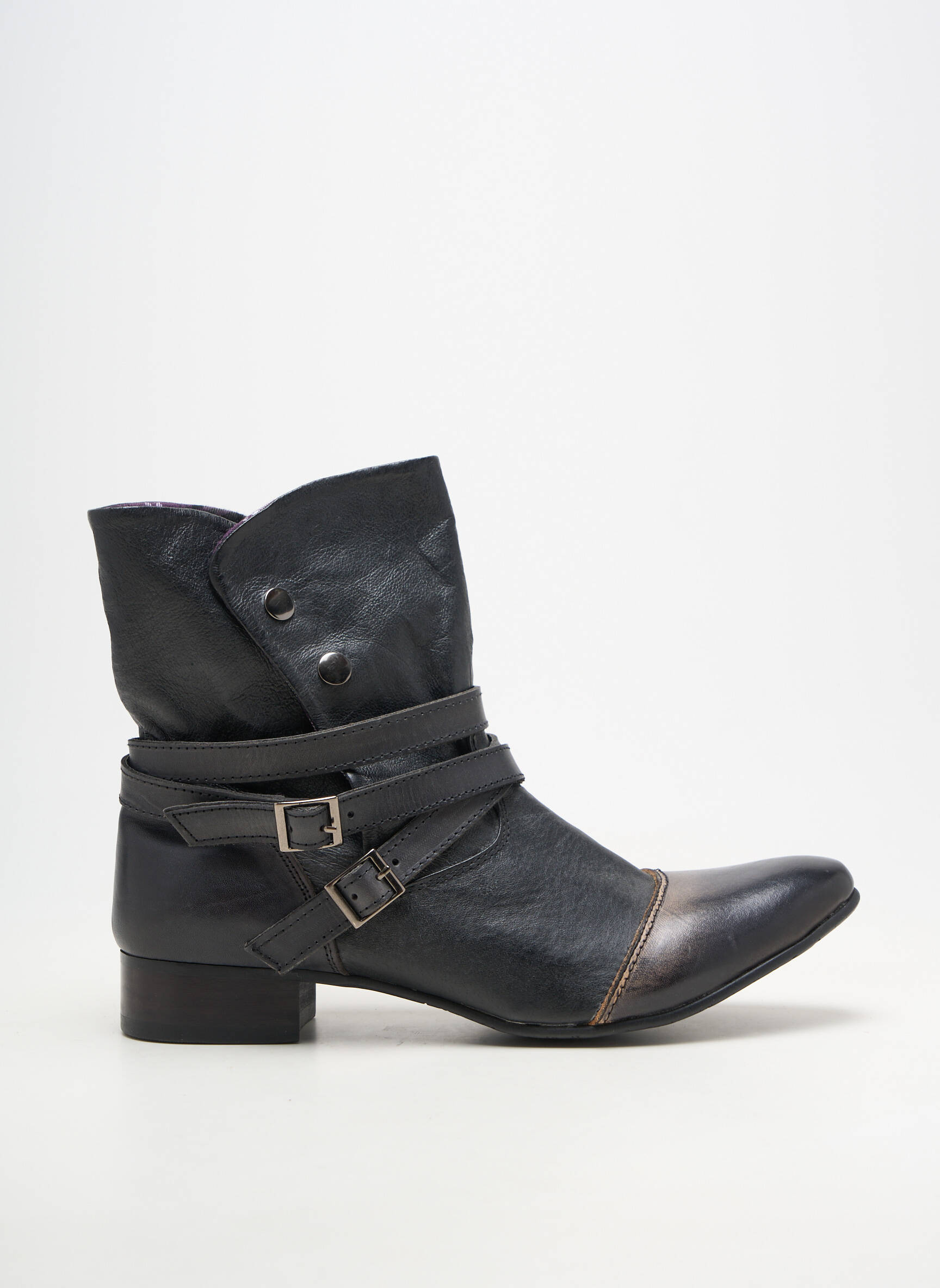 Bottines/boots matière lisse talon plat jusqu'à 3cm gris KDOPA femme