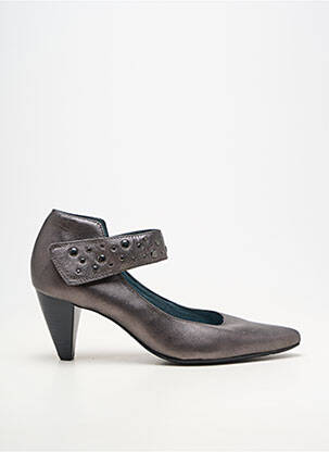 Escarpins matière lisse talon de 7 à 9cm gris MADISON femme