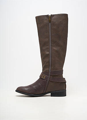 Bottes matière lisse talon plat jusqu'à 3cm marron MADISON femme